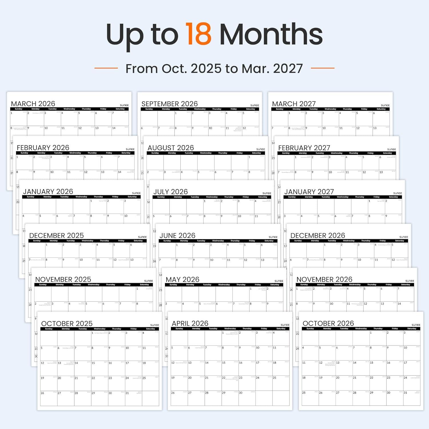 image:image2026 Wall Calendar Large 2275x155 Black amp 145x115 Black