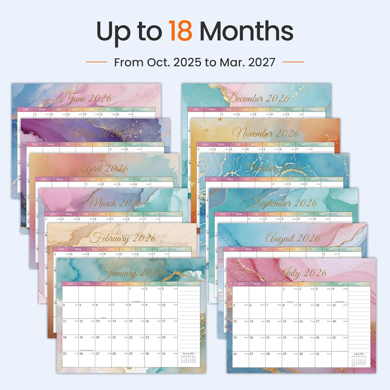 image:image2026 Wall Calendar Large 2275x155 Black amp 145x115 Watercolor