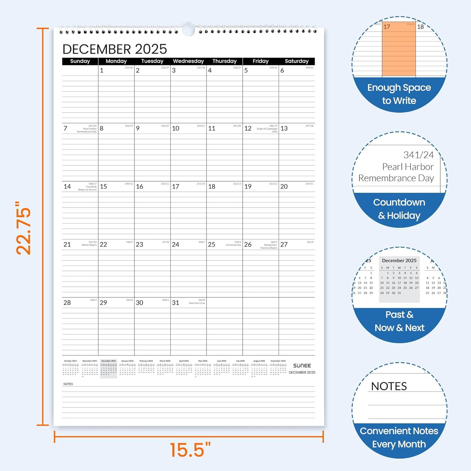image:image2026 Wall Calendar Large 2275x155 Black amp 145x115 Watercolor