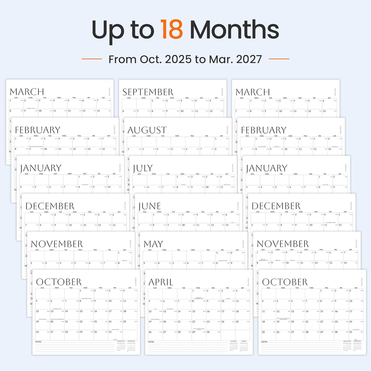 image:image2026 Wall Calendar Large 2275x155 Black amp 145x115 White