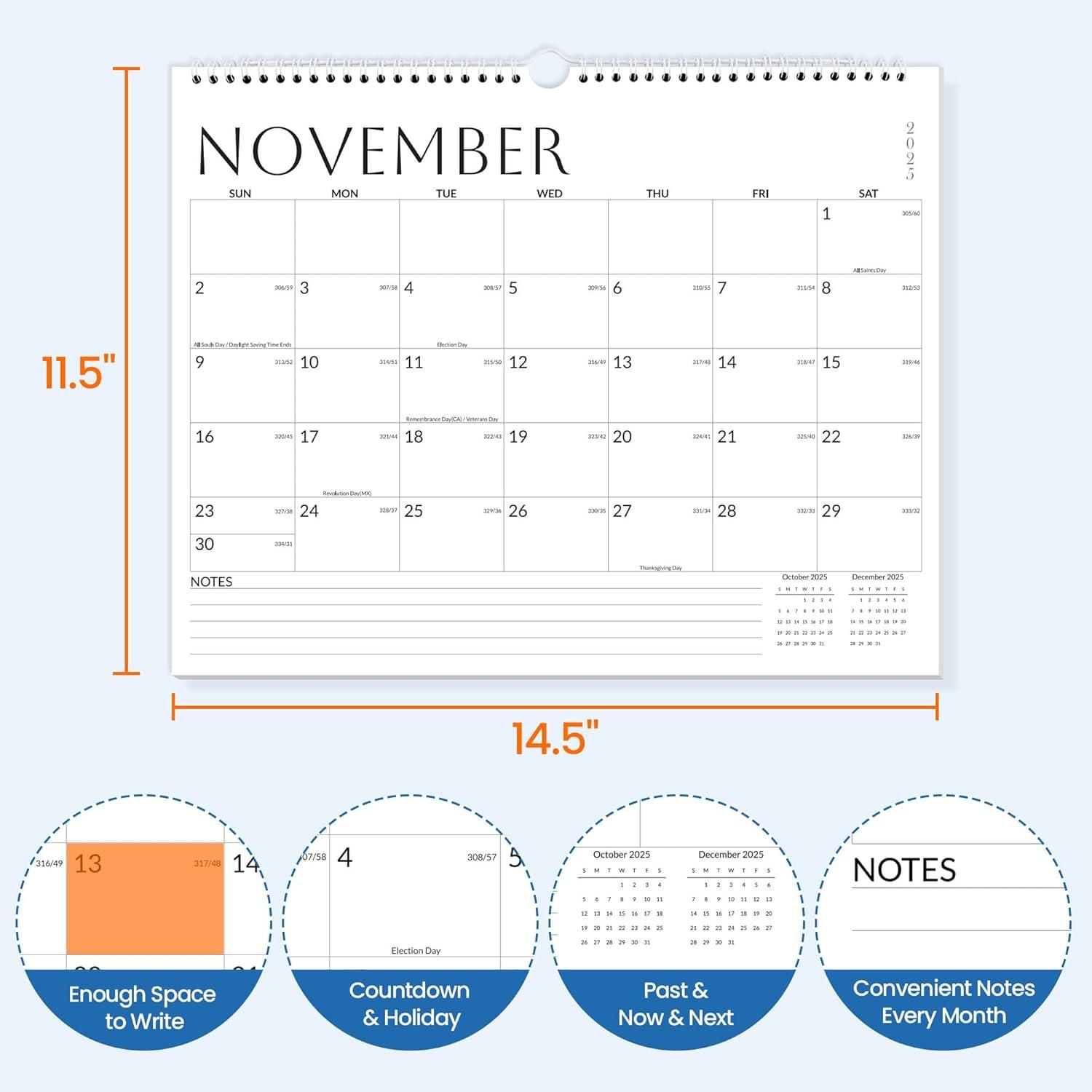 image:image2026 Wall Calendar Large 2275x155 Black amp 145x115 White