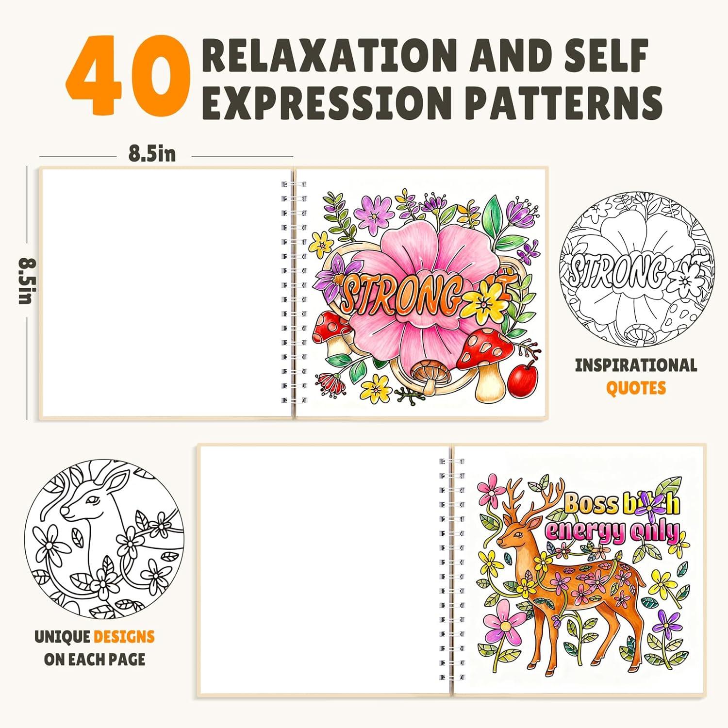 image:imageAdult Coloring Book for Mindfulness amp Anxiety Relief Coloring Books for Adults Relaxation with Motivational Quotes Stress Relieving Nature DesignsMotivational Quotes and Design