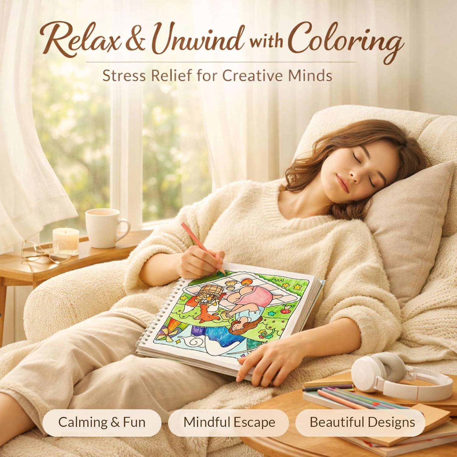 image:imageAdult Coloring Book for Mindfulness amp Anxiety Relief Coloring Books for Adults Relaxation with Motivational Quotes Stress Relieving Nature DesignsWhimsy Friends