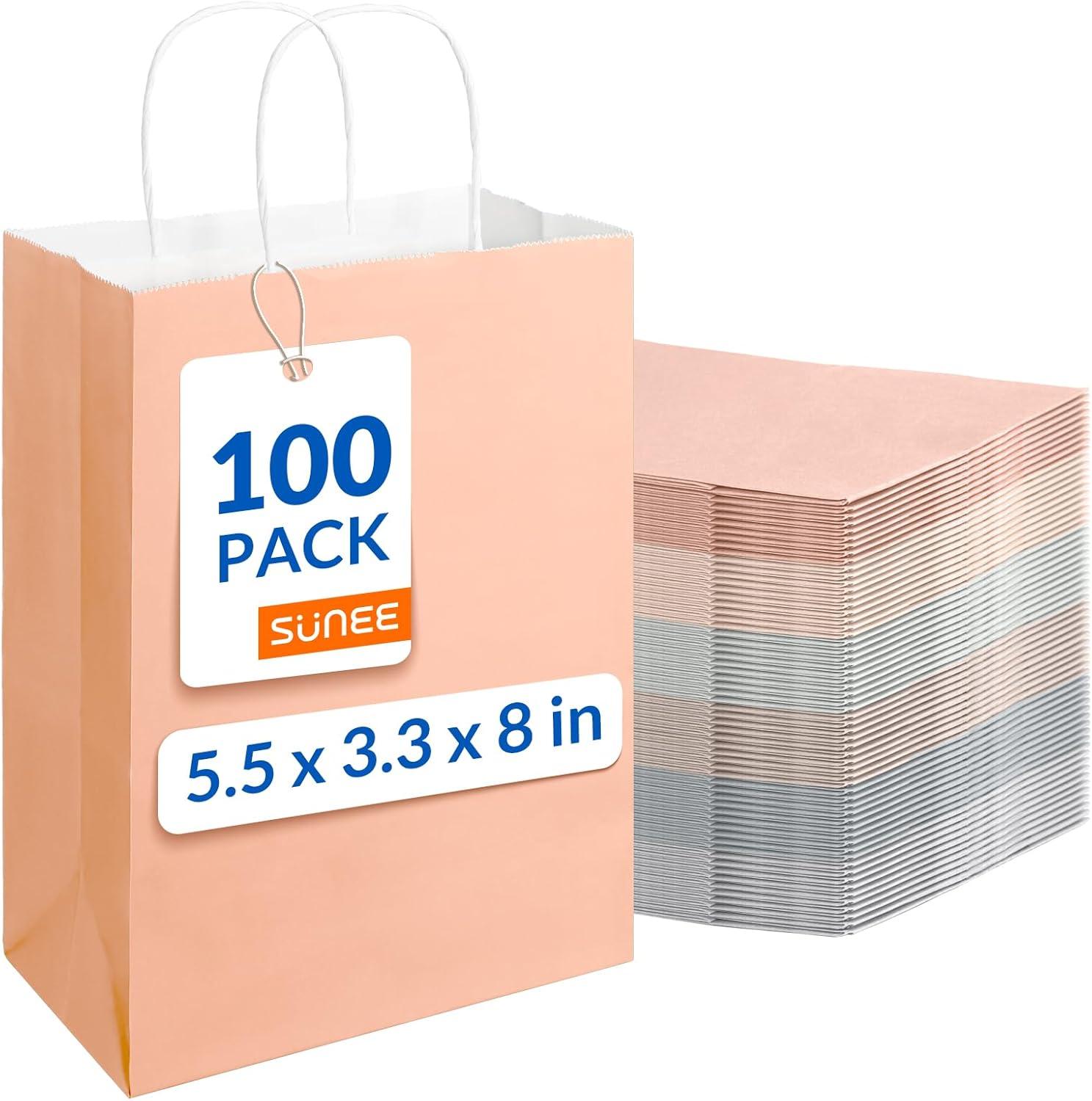 image:imageSUNEE 100 Pcs Black Gift Bags with Handles 55x33x8 Small Paper Gift Bags Bulk for Small Business Retail Merchandise Grocery and Wedding Birthday Party Favor BlackMorandi