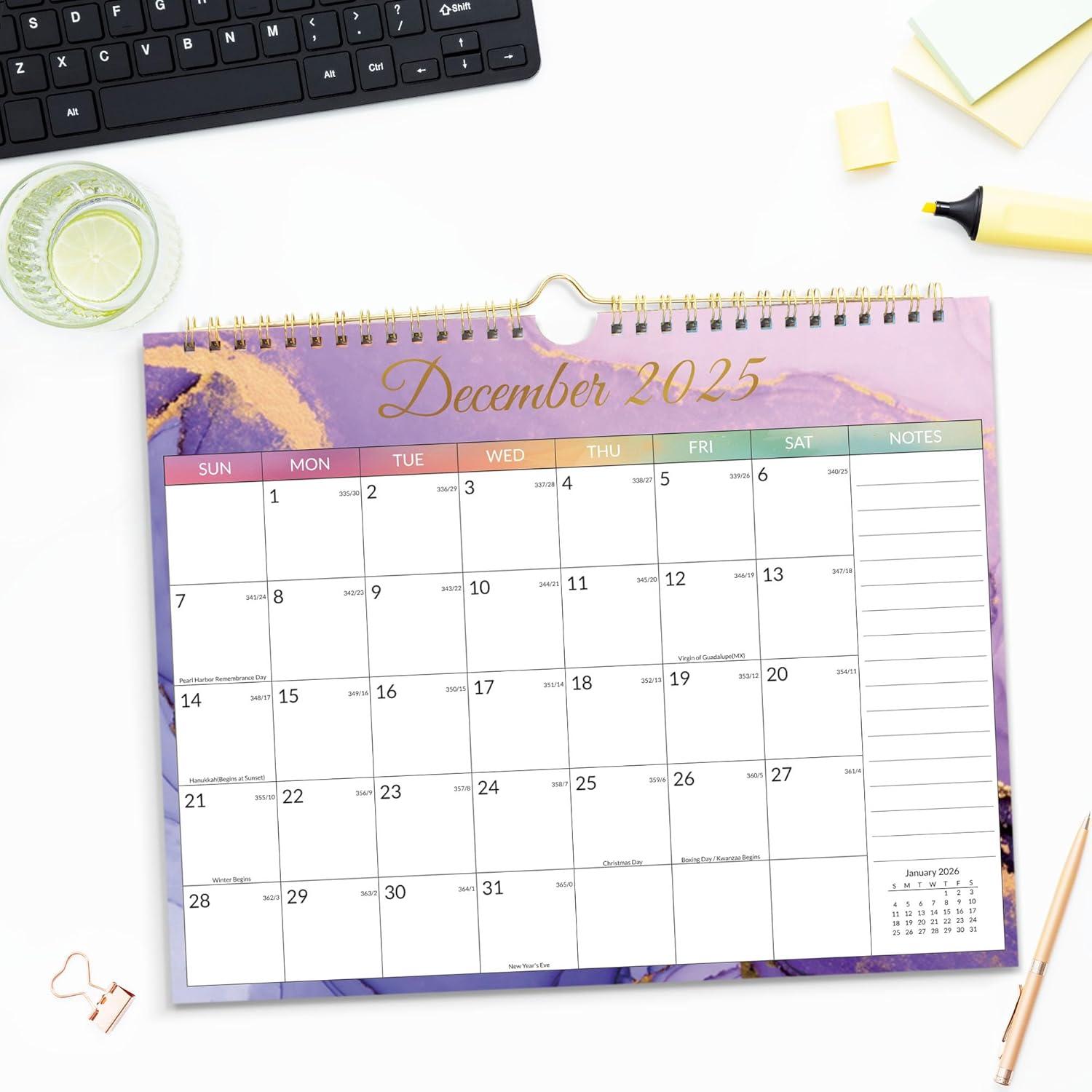 image:imageSUNEE 2026 Calendar 18 Months Wall Calendar Oct 2025 Mar 2027 145x115 Big Grid Hanging Calendar with Note for Organizing amp Planning Watercolor Pack of 2