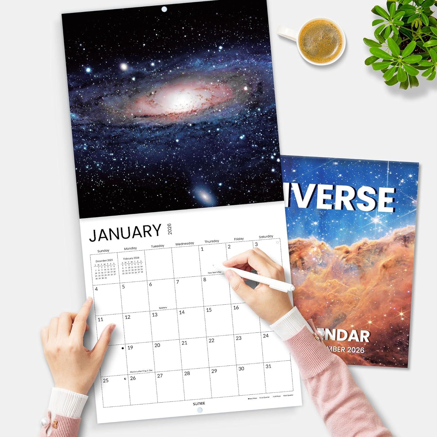 image:imageSUNEE 2026 Calendar for Wall 2026 Large Wall calendar 12x12 Inches with 16 Months from September 2025 to December 2026 Thick Glossy Paper 12 x 24 Open PathwaySpace