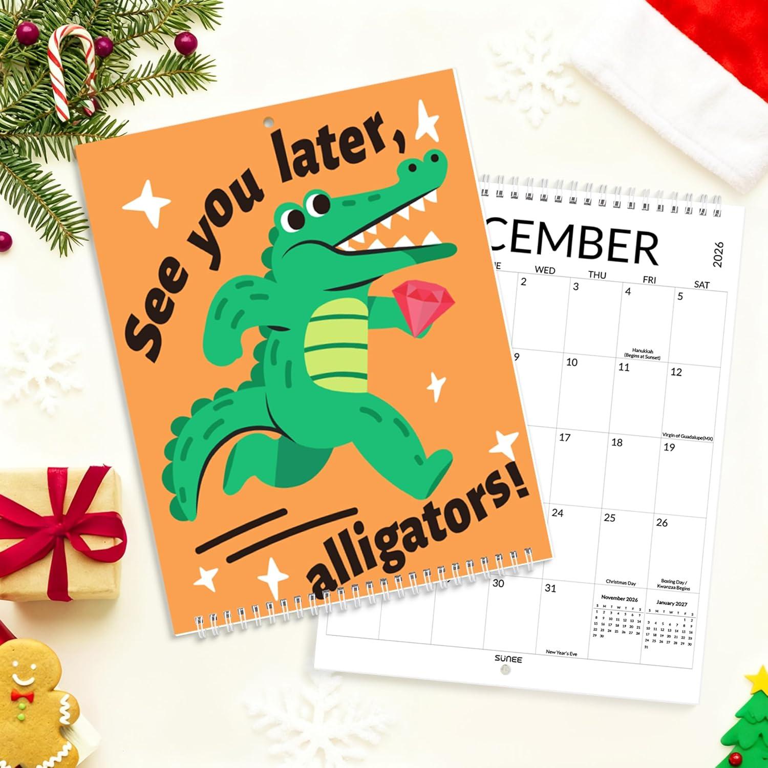 image:imageSUNEE 2026 Calendar for Wall 2026 Large Wall calendar 12x12 Inches with 16 Months from September 2025 to December 2026 Thick Glossy Paper 12 x 24 Open PathwayFunny