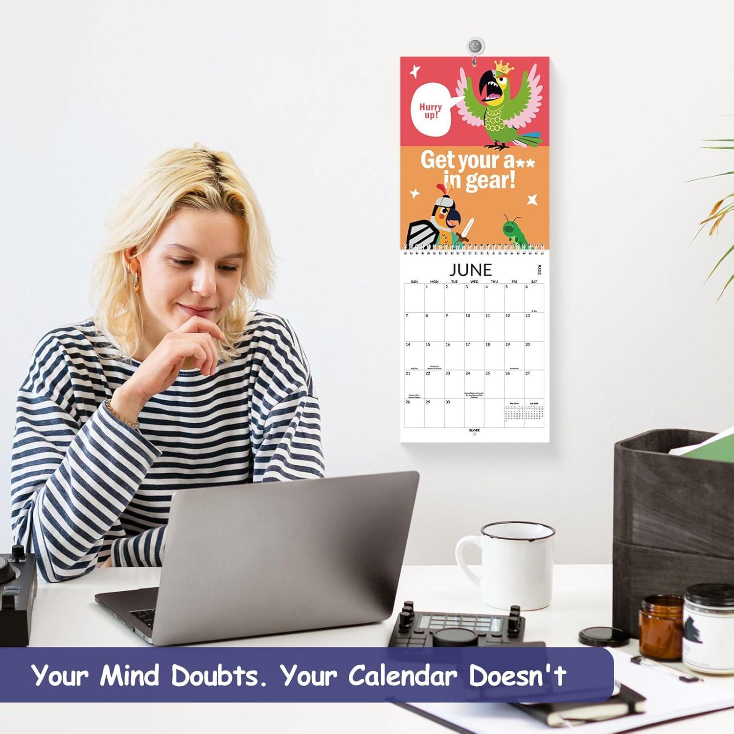 image:imageSUNEE 2026 Calendar for Wall 2026 Large Wall calendar 12x12 Inches with 16 Months from September 2025 to December 2026 Thick Glossy Paper 12 x 24 Open PathwayFunny