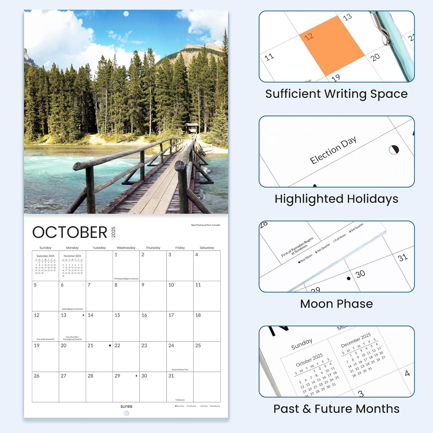 image:imageSUNEE 2026 Calendar for Wall 2026 Large Wall calendar 12x12 Inches with 16 Months from September 2025 to December 2026 Thick Glossy Paper 12 x 24 Open PathwayPathway