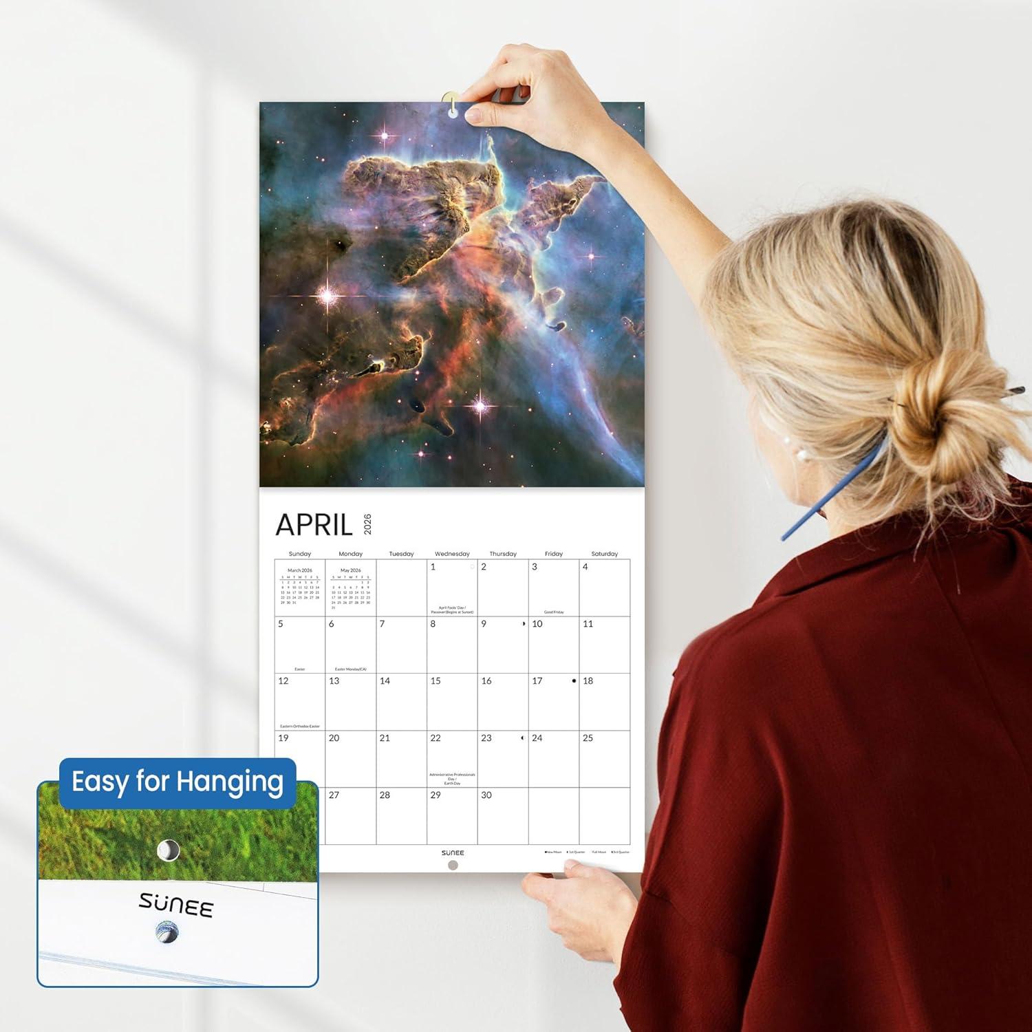 image:imageSUNEE 2026 Calendar for Wall 2026 Large Wall calendar 12x12 Inches with 16 Months from September 2025 to December 2026 Thick Glossy Paper 12 x 24 Open PathwaySpace