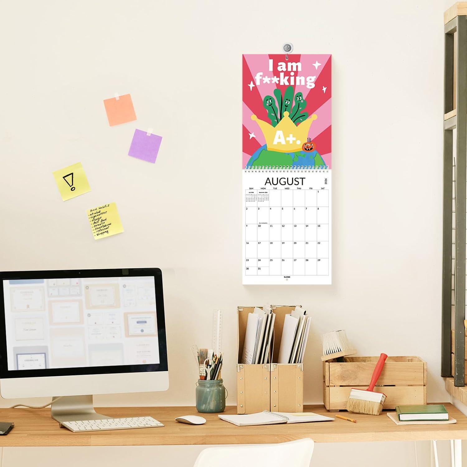 image:imageSUNEE 2026 Calendar for Wall 2026 Large Wall calendar 12x12 Inches with 16 Months from September 2025 to December 2026 Thick Glossy Paper 12 x 24 Open PathwayFunny