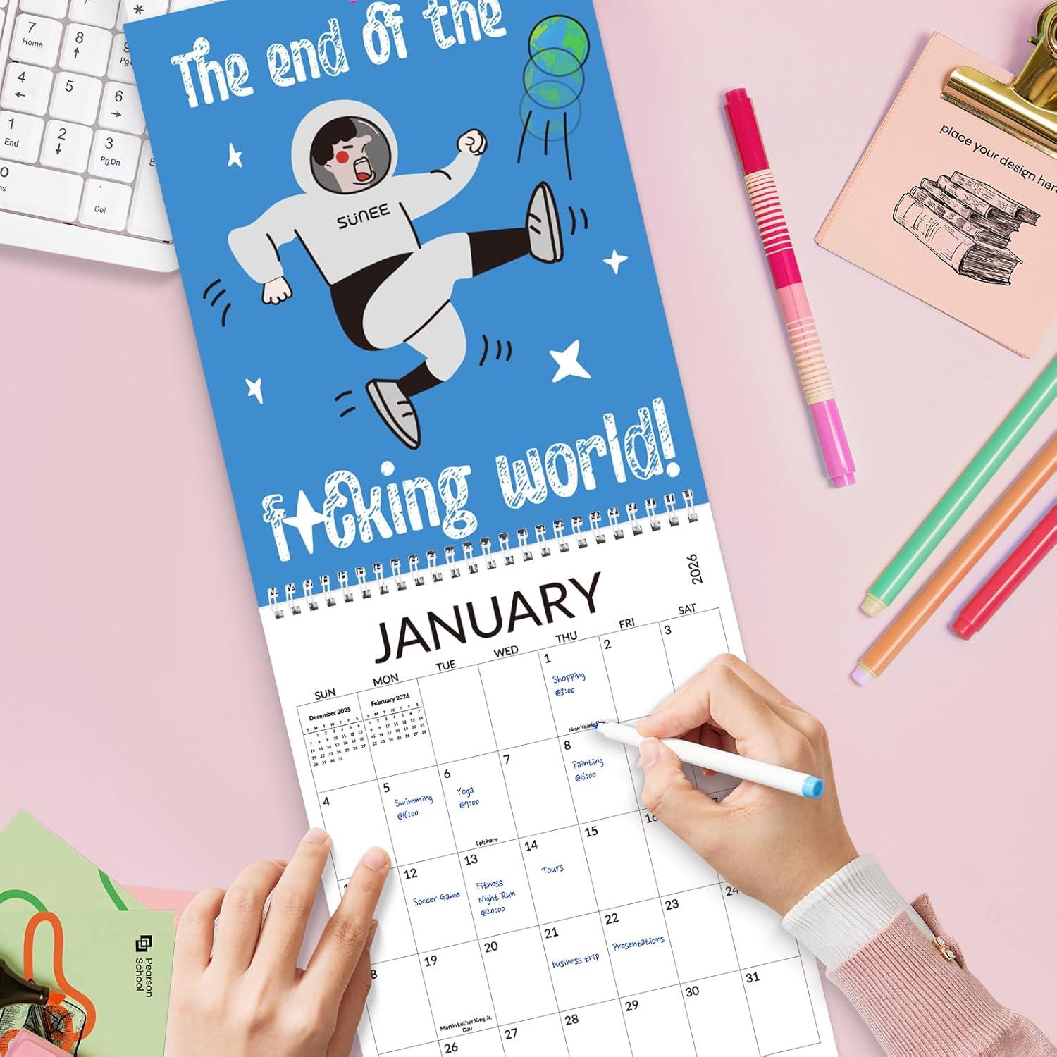 image:imageSUNEE 2026 Calendar for Wall 2026 Large Wall calendar 12x12 Inches with 16 Months from September 2025 to December 2026 Thick Glossy Paper 12 x 24 Open PathwayFunny
