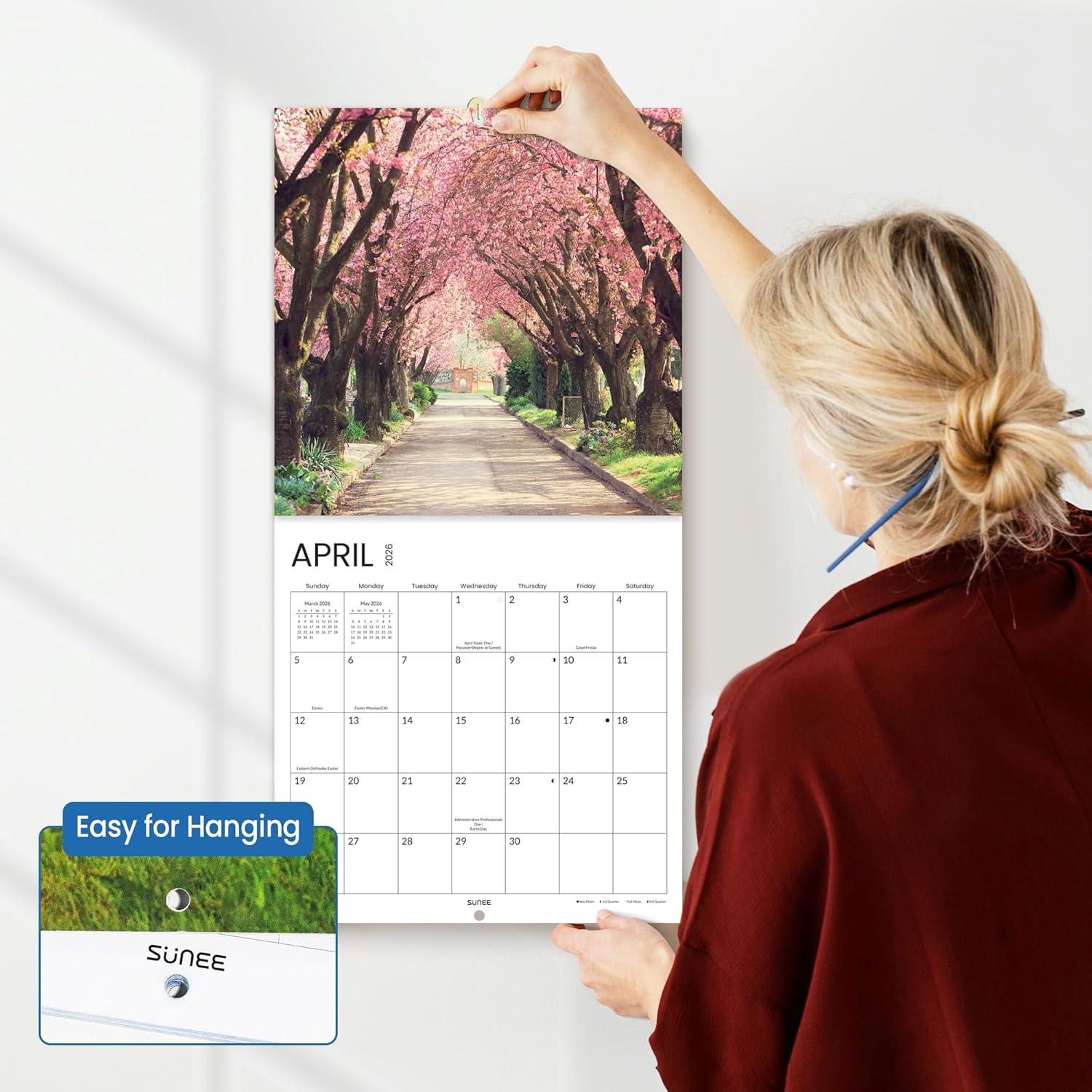 image:imageSUNEE 2026 Calendar for Wall 2026 Large Wall calendar 12x12 Inches with 16 Months from September 2025 to December 2026 Thick Glossy Paper 12 x 24 Open PathwayPathway