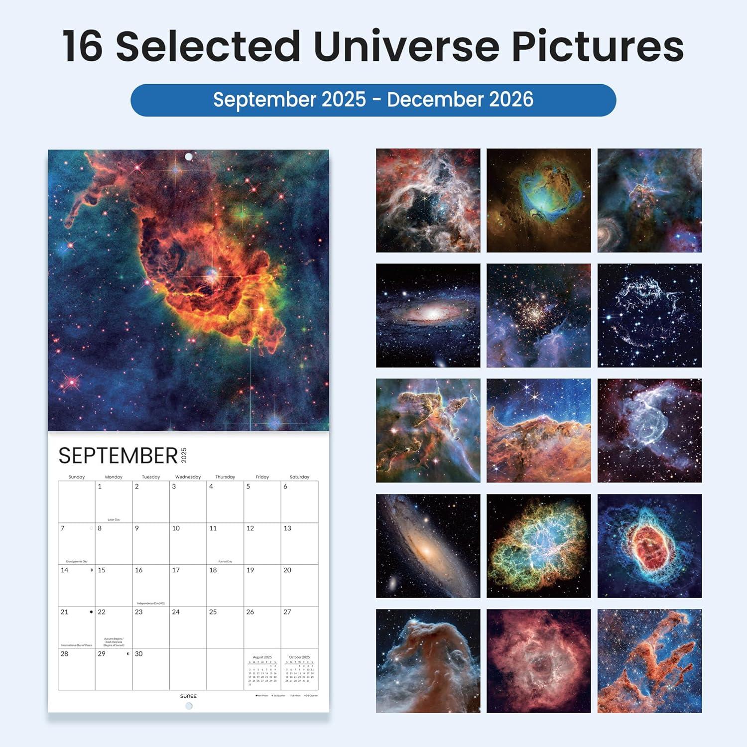 image:imageSUNEE 2026 Calendar for Wall 2026 Large Wall calendar 12x12 Inches with 16 Months from September 2025 to December 2026 Thick Glossy Paper 12 x 24 Open PathwaySpace