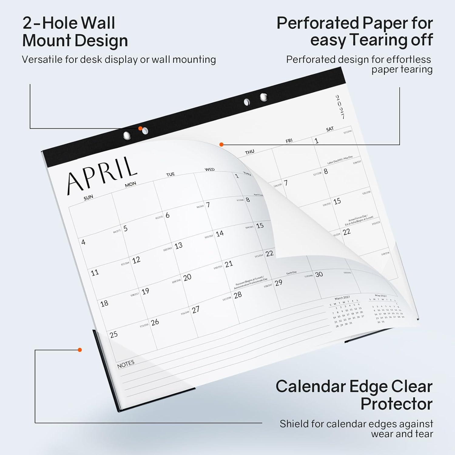 image:imageSUNEE 2026 Desk Calendar 18 Months from Oct 2025 to Mar 2027 17x12 Academic 2026 Calendar for Home School or Office 2026 Monthly Calendar with Note CuteWhite