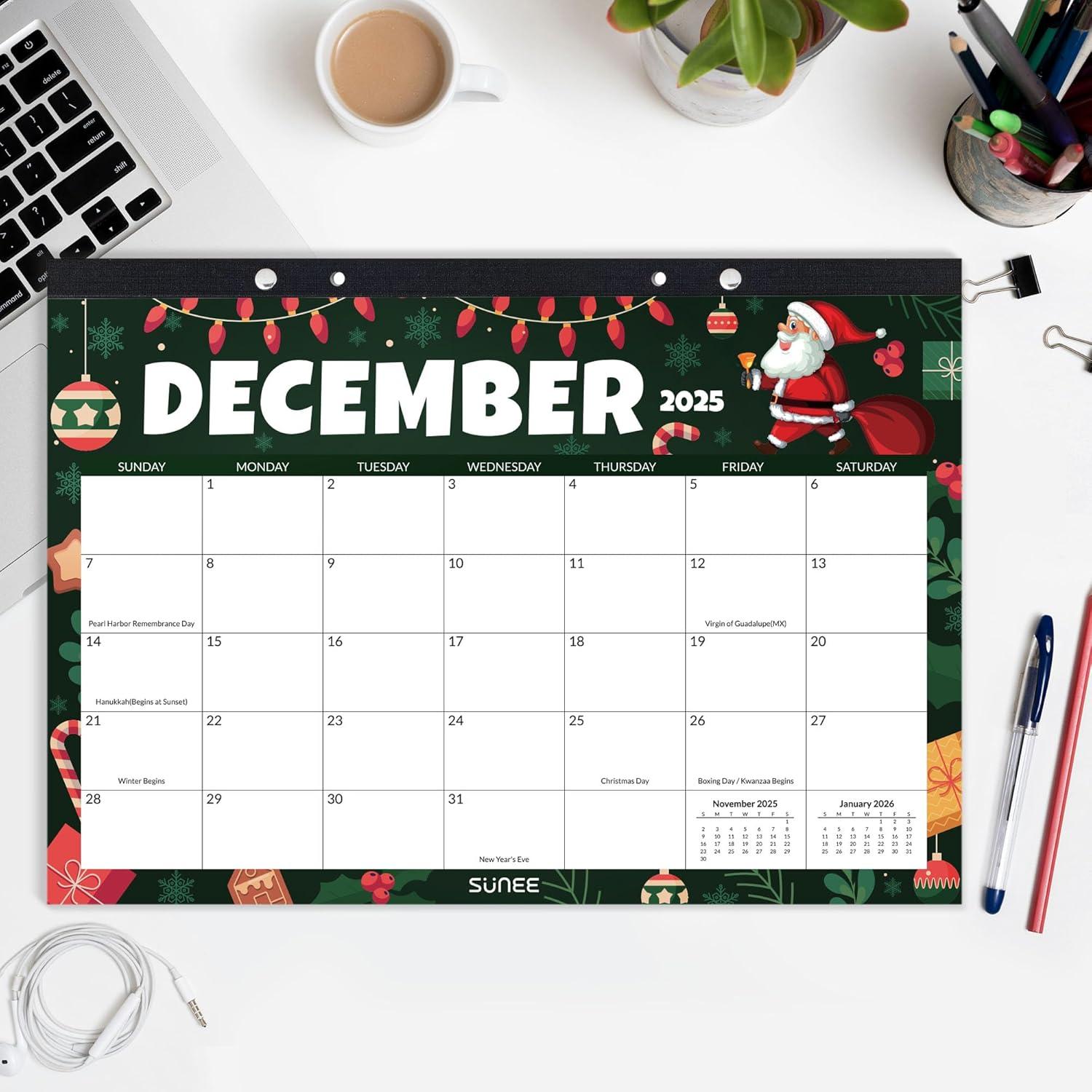 image:imageSUNEE 2026 Desk Calendar 18 Months from Oct 2025 to Mar 2027 17x12 Academic 2026 Calendar for Home School or Office 2026 Monthly Calendar with Note CuteSeasons