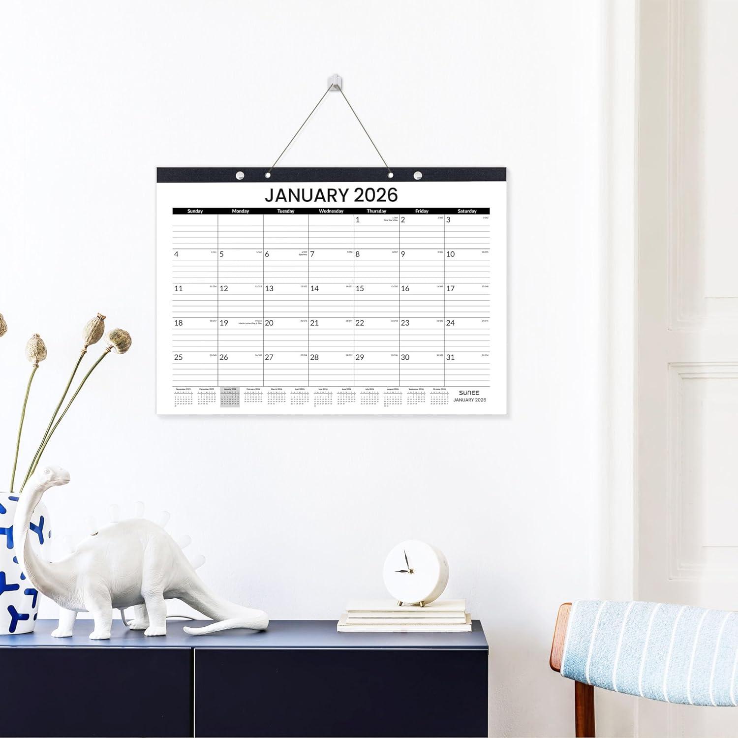 image:imageSUNEE 2026 Desk Calendar 18 Months from Oct 2025 to Mar 2027 17x12 Academic 2026 Calendar for Home School or Office 2026 Monthly Calendar with Note CuteBlack