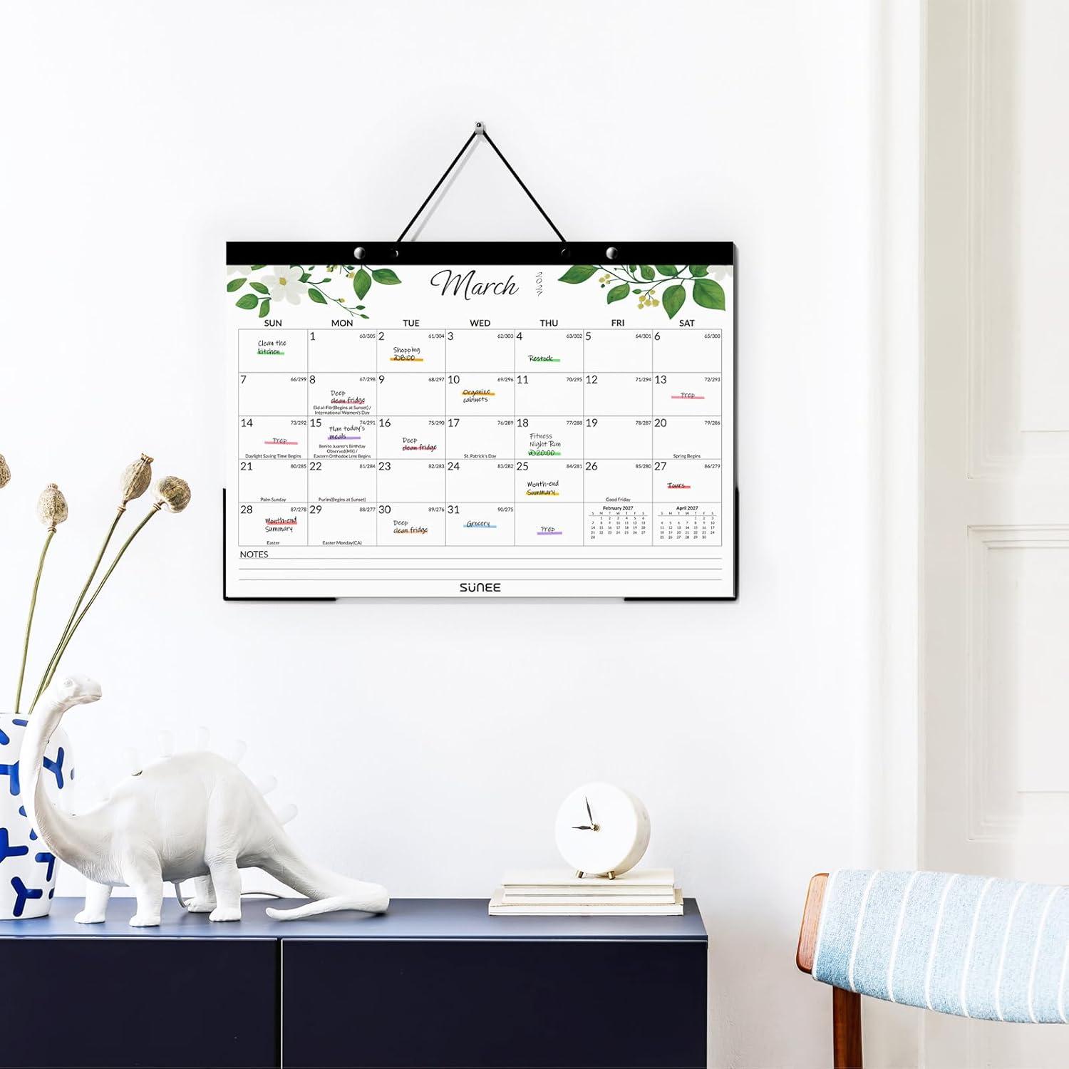image:imageSUNEE 2026 Desk Calendar 18 Months from Oct 2025 to Mar 2027 17x12 Academic 2026 Calendar for Home School or Office 2026 Monthly Calendar with Note CuteGreenery