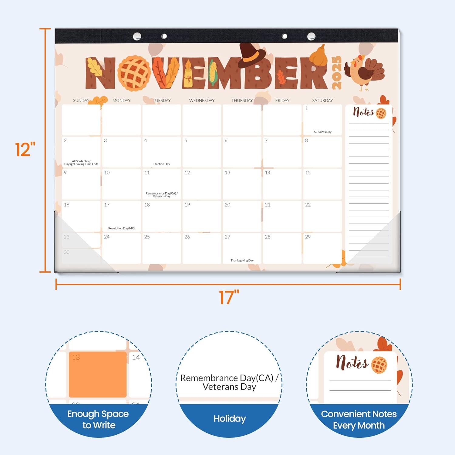 image:imageSUNEE 2026 Desk Calendar 18 Months from Oct 2025 to Mar 2027 17x12 Academic 2026 Calendar for Home School or Office 2026 Monthly Calendar with Note Cute Pack of 2