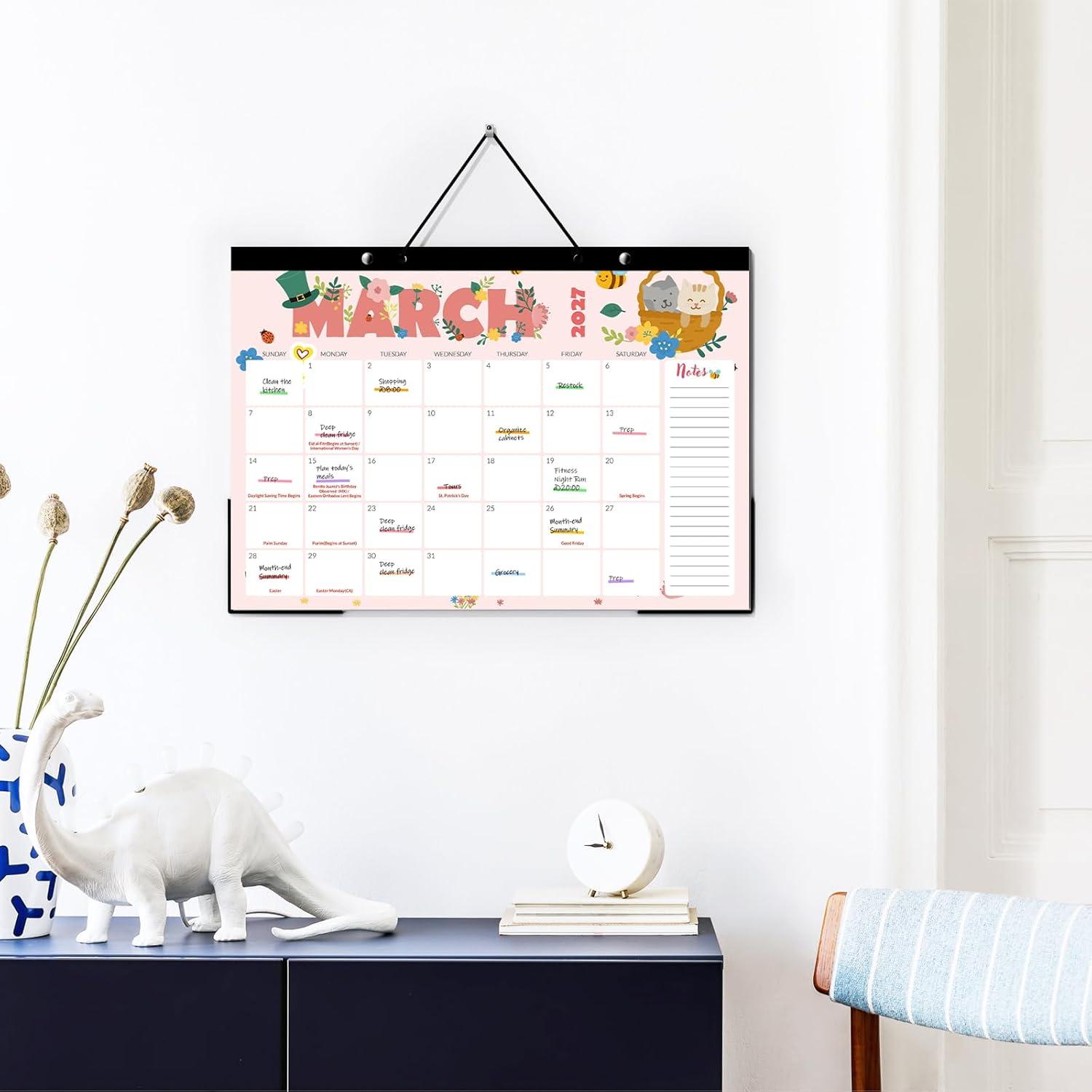 image:imageSUNEE 2026 Desk Calendar 18 Months from Oct 2025 to Mar 2027 17x12 Academic 2026 Calendar for Home School or Office 2026 Monthly Calendar with Note CuteCute