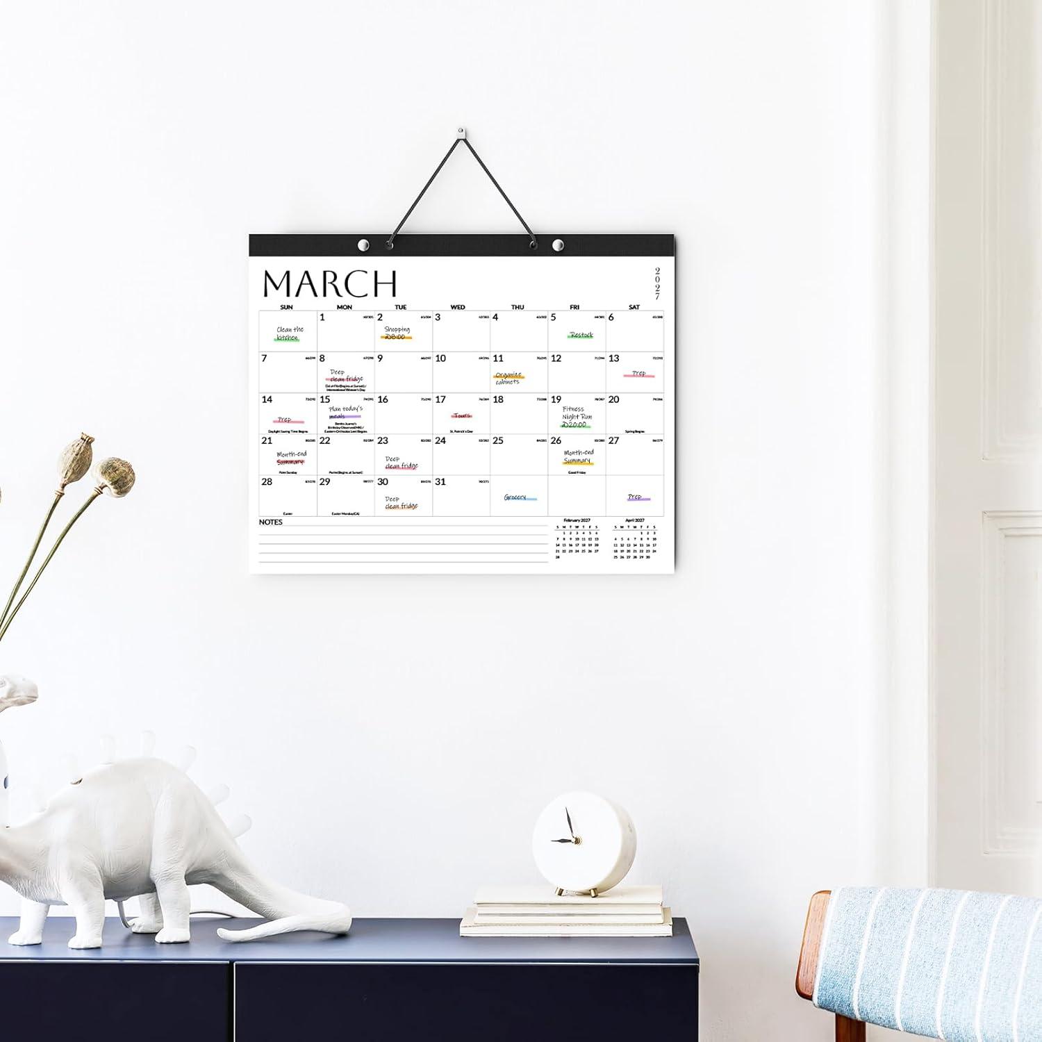image:imageSUNEE 2026 Desk Calendar 18 Months from Oct 2025 to Mar 2027 17x12 Academic 2026 Calendar for Home School or Office 2026 Monthly Calendar with Note CuteWhite