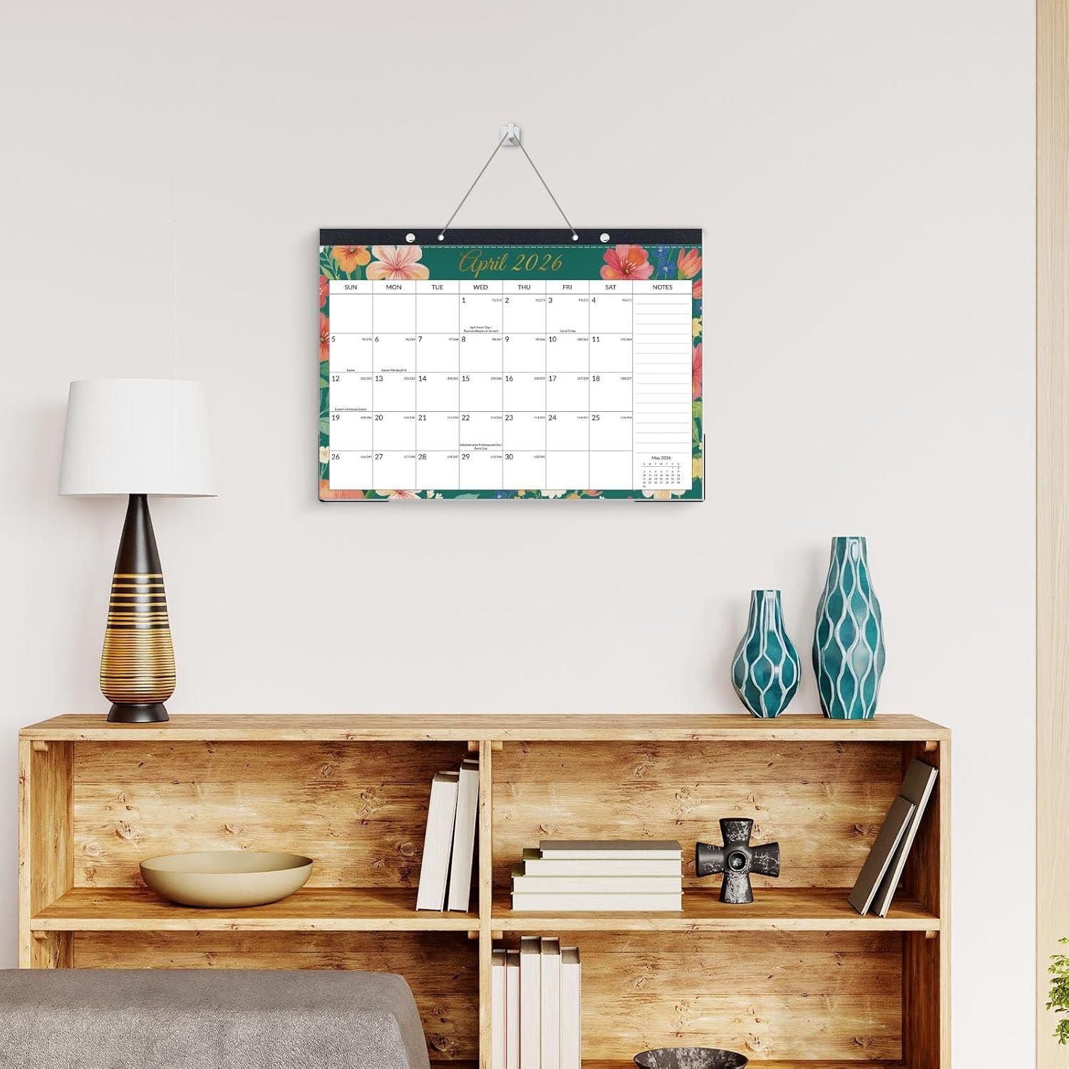 image:imageSUNEE 2026 Desk Calendar 18 Months from Oct 2025 to Mar 2027 17x12 Academic 2026 Calendar for Home School or Office 2026 Monthly Calendar with Note CuteFloral