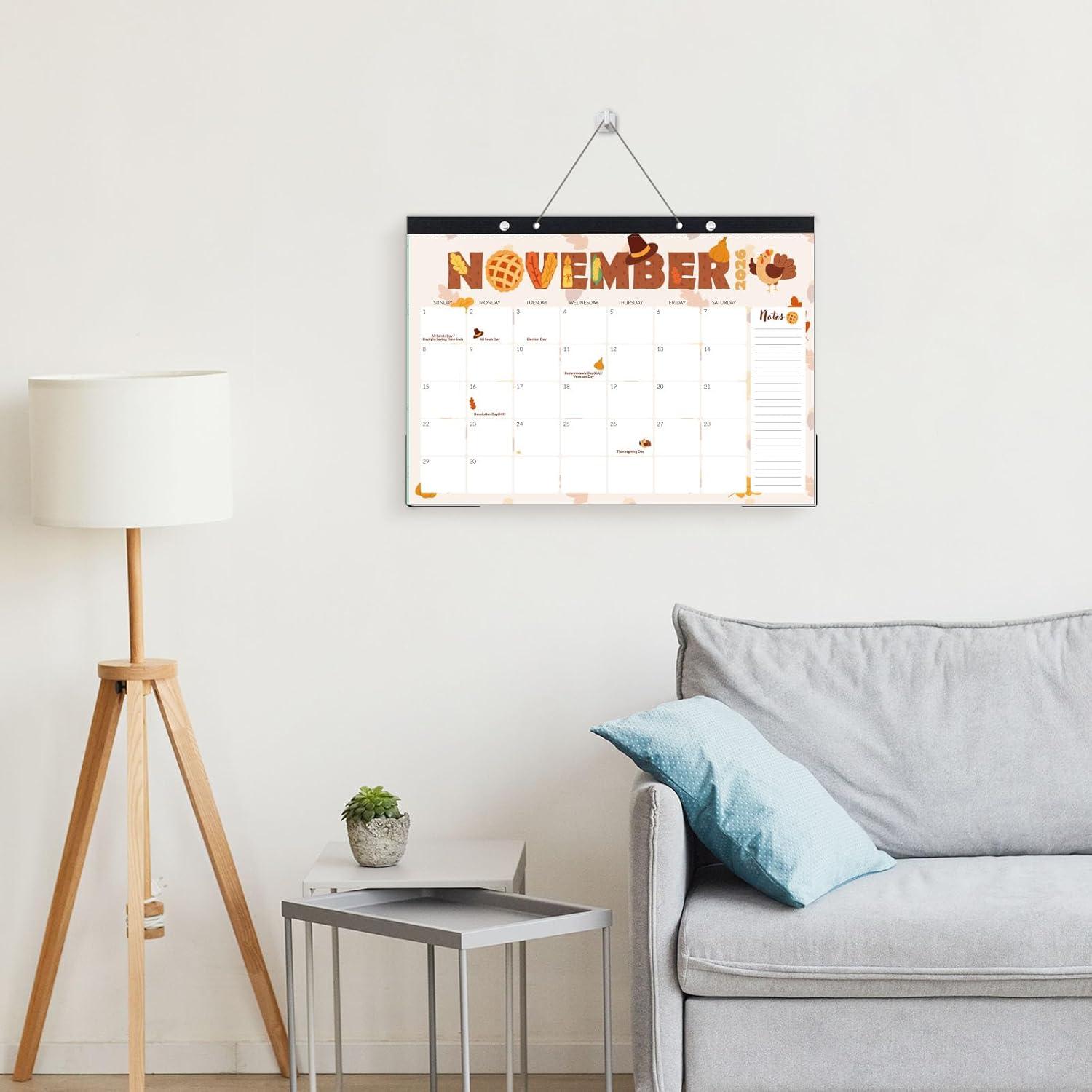 image:imageSUNEE 2026 Desk Calendar 18 Months from Oct 2025 to Mar 2027 17x12 Academic 2026 Calendar for Home School or Office 2026 Monthly Calendar with Note CuteCute