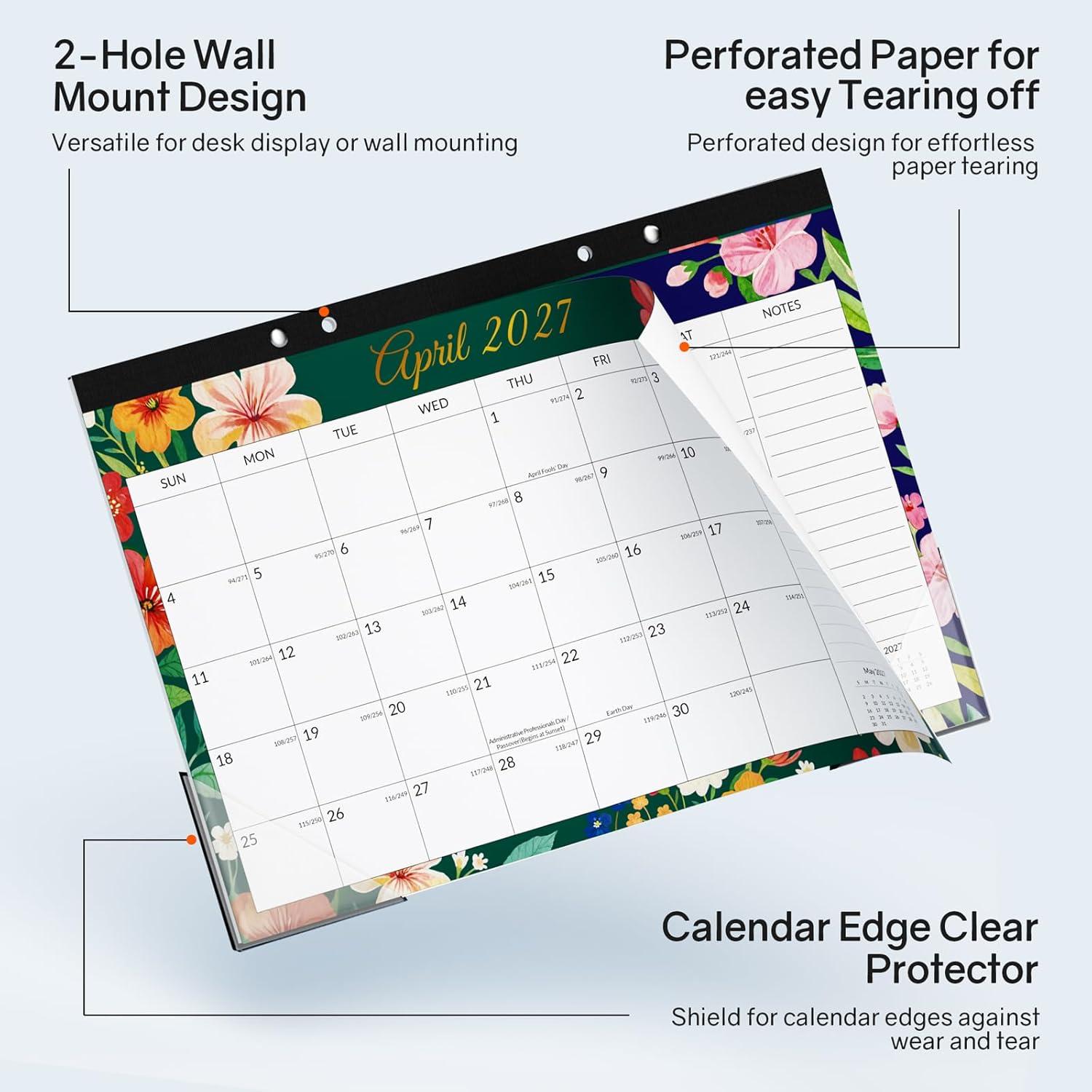image:imageSUNEE 2026 Desk Calendar 18 Months from Oct 2025 to Mar 2027 17x12 Academic 2026 Calendar for Home School or Office 2026 Monthly Calendar with Note CuteFloral