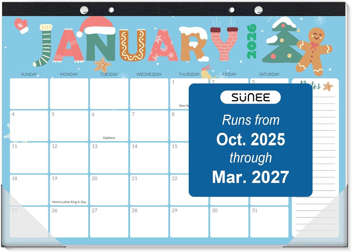 image:imageSUNEE 2026 Desk Calendar 18 Months from Oct 2025 to Mar 2027 17x12 Academic 2026 Calendar for Home School or Office 2026 Monthly Calendar with Note CuteCute