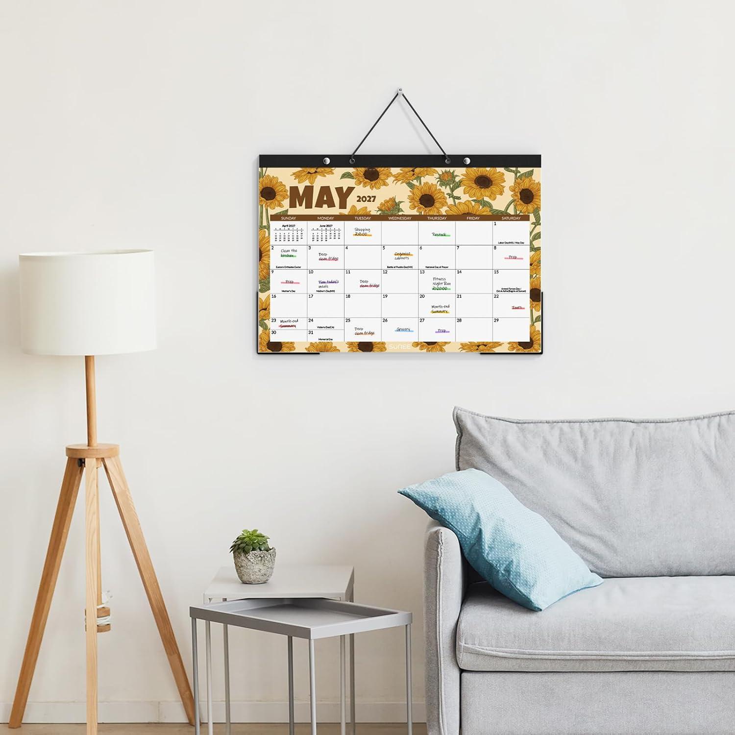 image:imageSUNEE 2026 Desk Calendar 18 Months from Oct 2025 to Mar 2027 17x12 Academic 2026 Calendar for Home School or Office 2026 Monthly Calendar with Note CuteSeasons