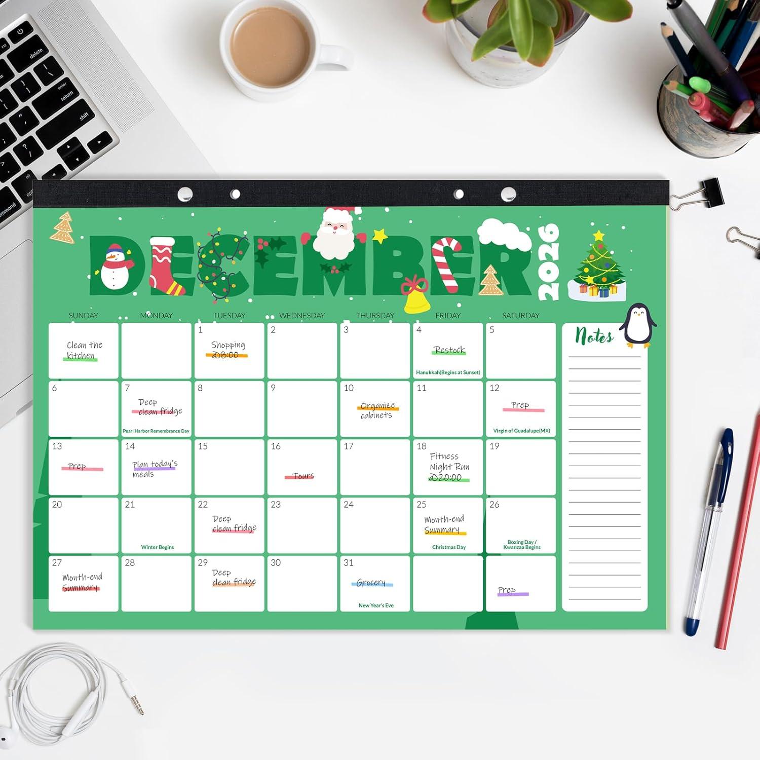 image:imageSUNEE 2026 Desk Calendar 18 Months from Oct 2025 to Mar 2027 17x12 Academic 2026 Calendar for Home School or Office 2026 Monthly Calendar with Note CuteCute