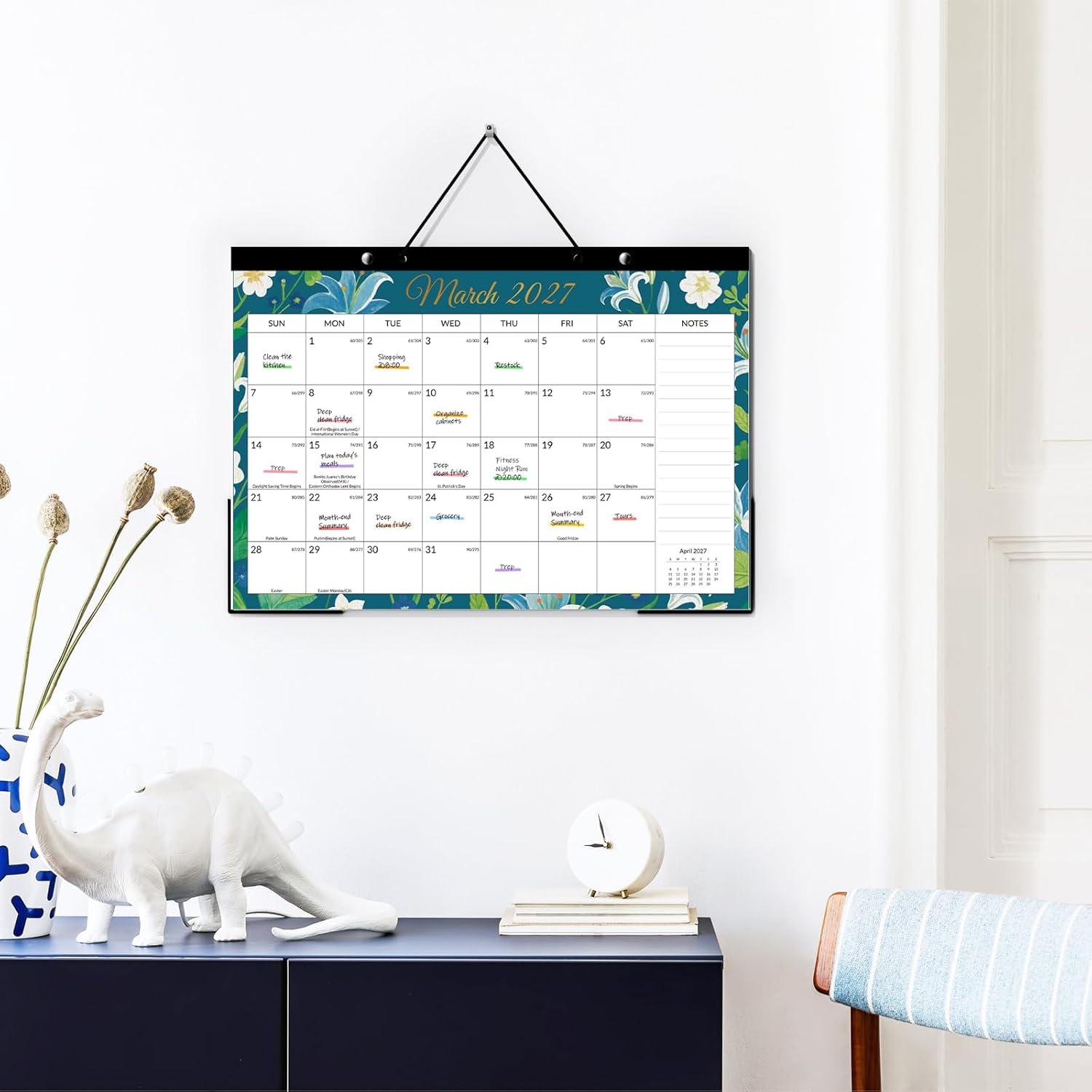 image:imageSUNEE 2026 Desk Calendar 18 Months from Oct 2025 to Mar 2027 17x12 Academic 2026 Calendar for Home School or Office 2026 Monthly Calendar with Note CuteFloral