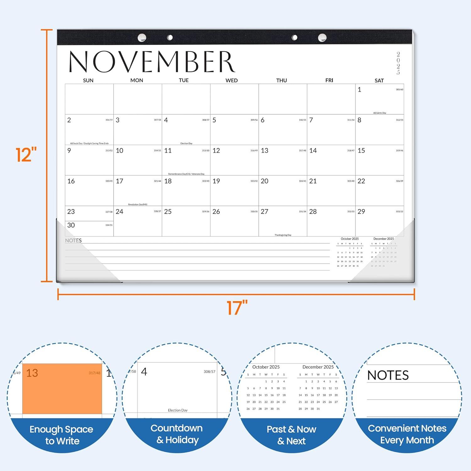 image:imageSUNEE 2026 Desk Calendar 18 Months from Oct 2025 to Mar 2027 17x12 Academic 2026 Calendar for Home School or Office 2026 Monthly Calendar with Note CuteWhite