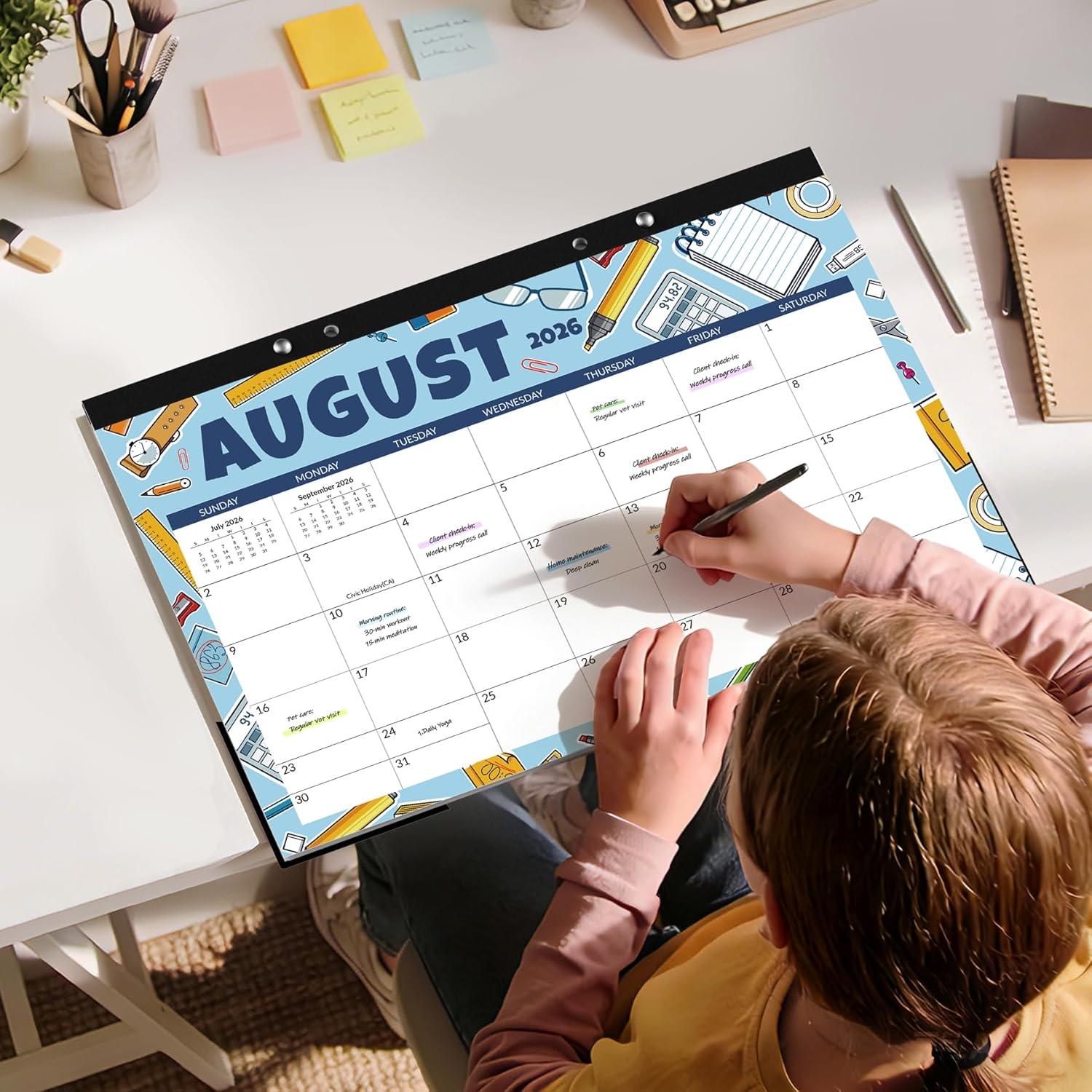 image:imageSUNEE 2026 Desk Calendar 18 Months from Oct 2025 to Mar 2027 17x12 Academic 2026 Calendar for Home School or Office 2026 Monthly Calendar with Note CuteSeasons