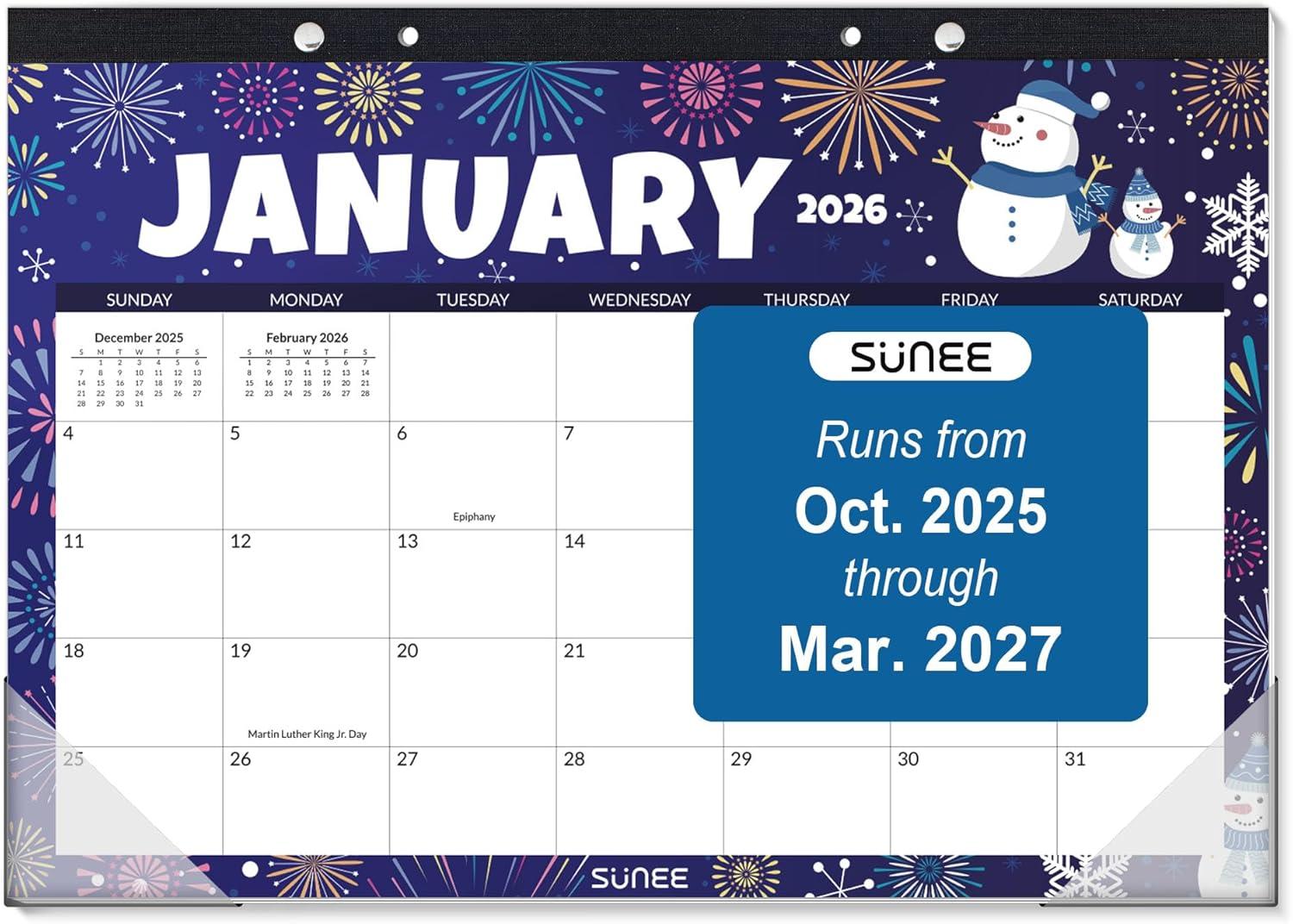 image:imageSUNEE 2026 Desk Calendar 18 Months from Oct 2025 to Mar 2027 17x12 Academic 2026 Calendar for Home School or Office 2026 Monthly Calendar with Note CuteSeasons