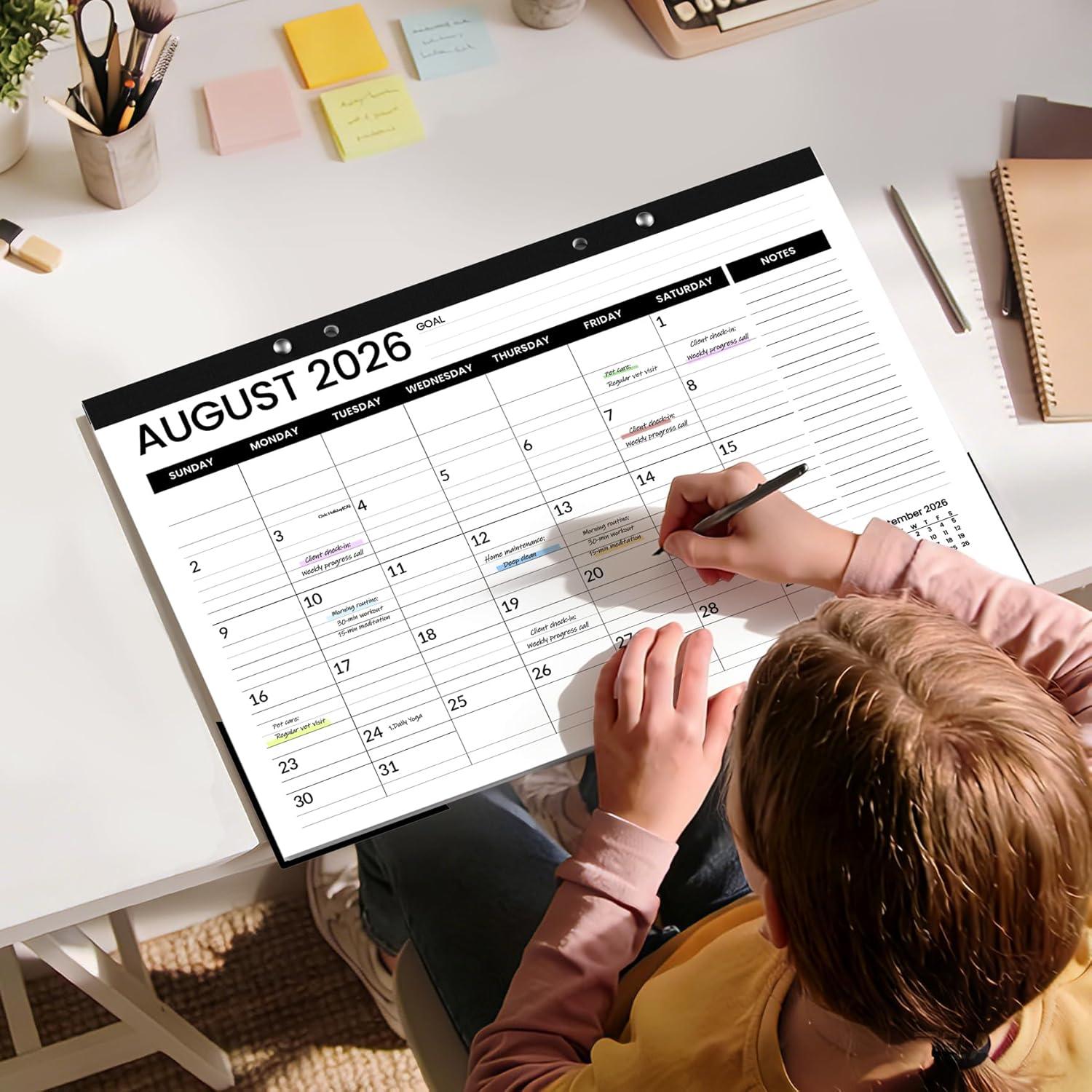 image:imageSUNEE 2026 Desk Calendar 18 Months from Oct 2025 to Mar 2027 17x12 Academic 2026 Calendar for Home School or Office 2026 Monthly Calendar with Note CuteBlack