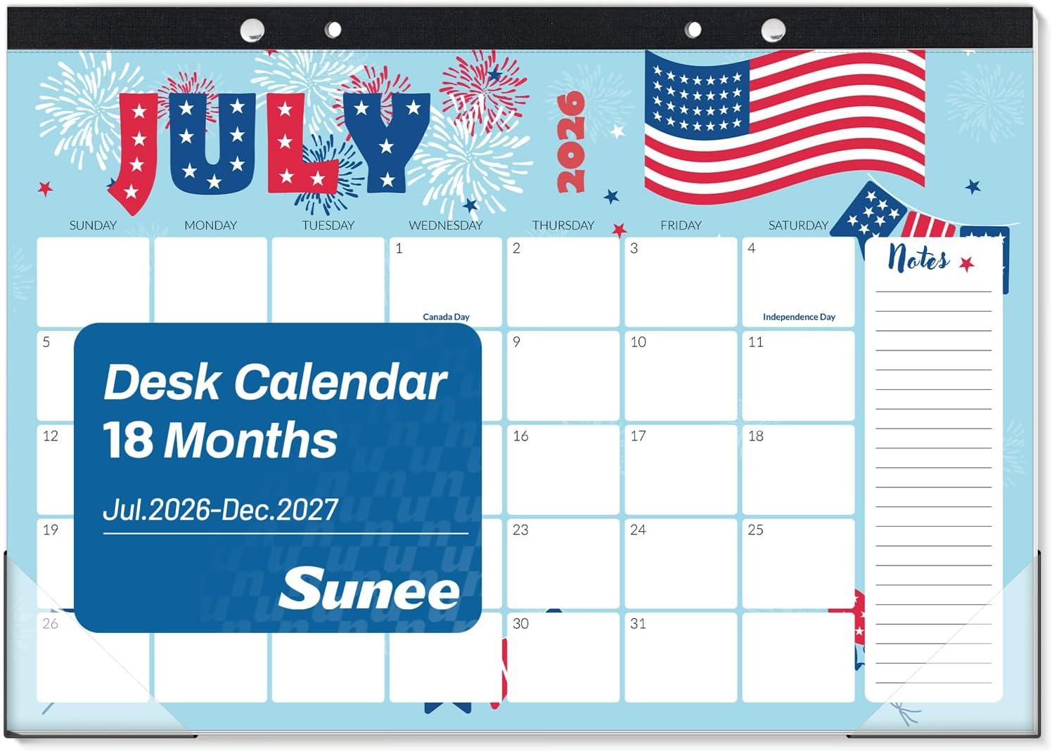 image:imageSUNEE 2026 Desk Calendar 18 Months from Oct 2025 to Mar 2027 17x12 Academic 2026 Calendar for Home School or Office 2026 Monthly Calendar with Note CuteCute
