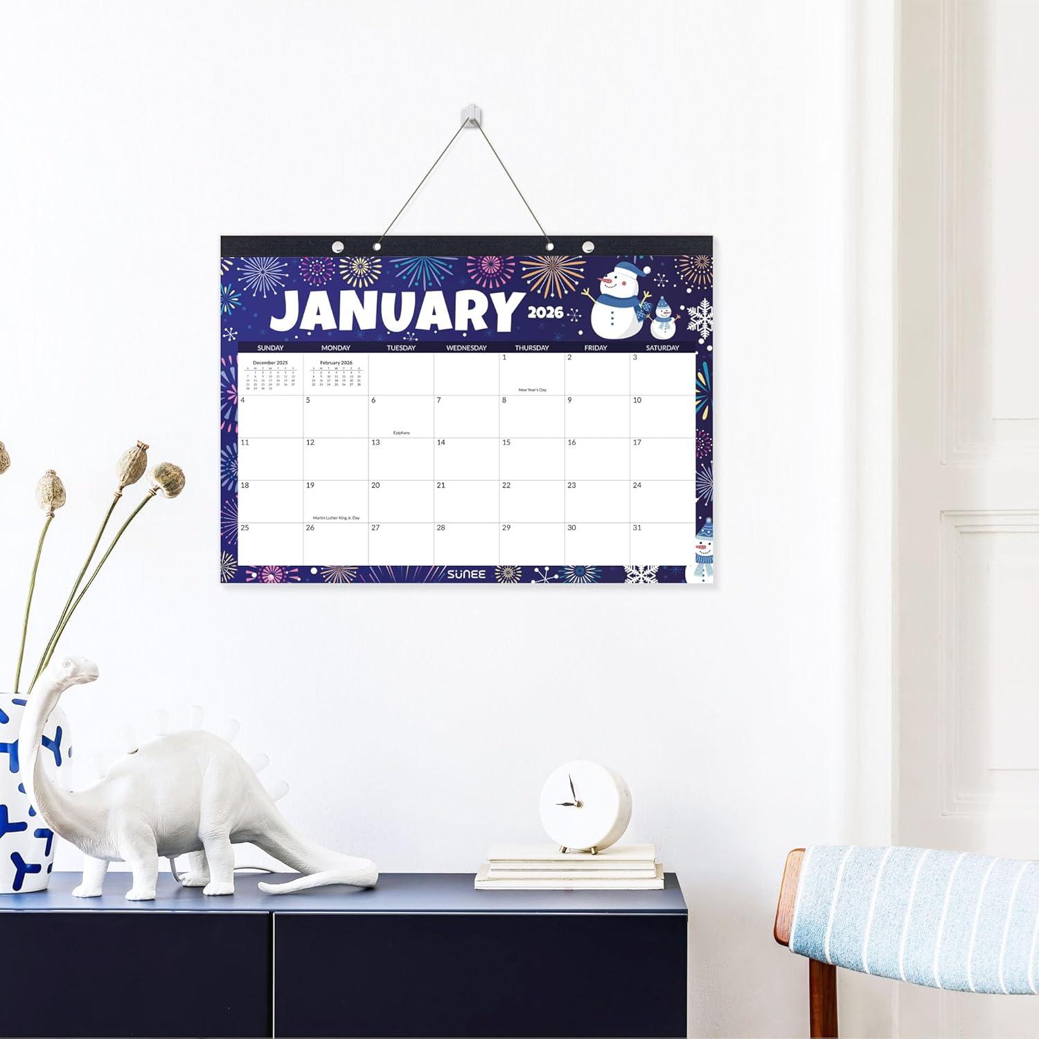 image:imageSUNEE 2026 Desk Calendar 18 Months from Oct 2025 to Mar 2027 17x12 Academic 2026 Calendar for Home School or Office 2026 Monthly Calendar with Note CuteSeasons