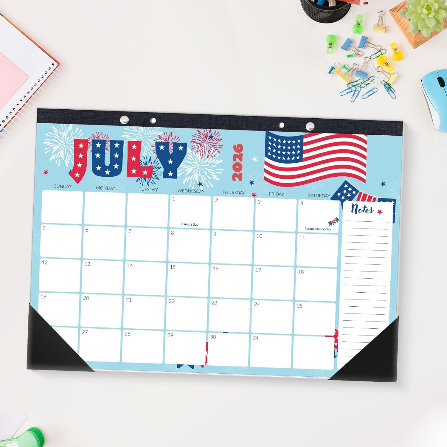 image:imageSUNEE 2026 Desk Calendar 18 Months from Oct 2025 to Mar 2027 17x12 Academic 2026 Calendar for Home School or Office 2026 Monthly Calendar with Note CuteCute