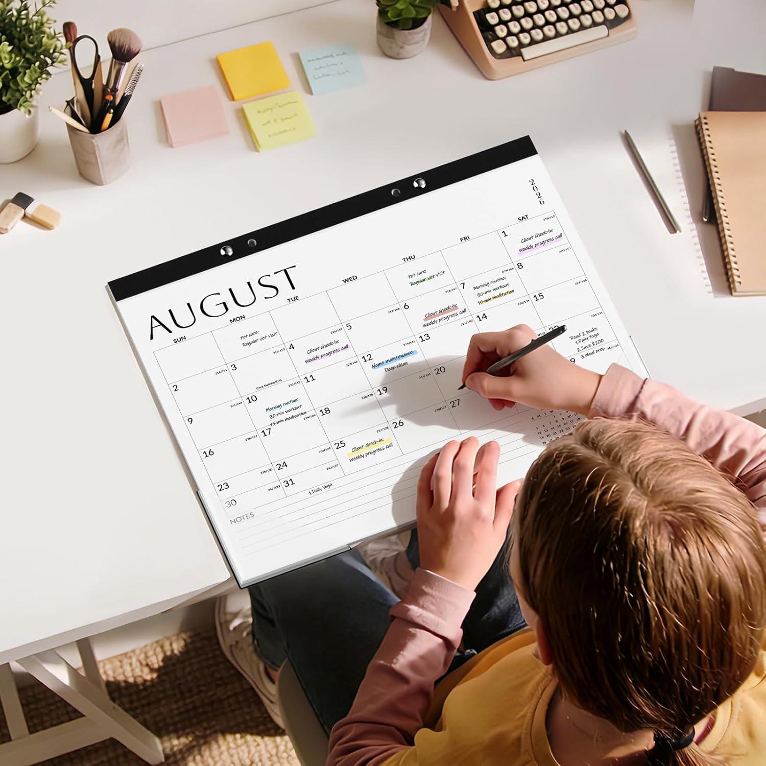 image:imageSUNEE 2026 Desk Calendar 18 Months from Oct 2025 to Mar 2027 17x12 Academic 2026 Calendar for Home School or Office 2026 Monthly Calendar with Note CuteWhite