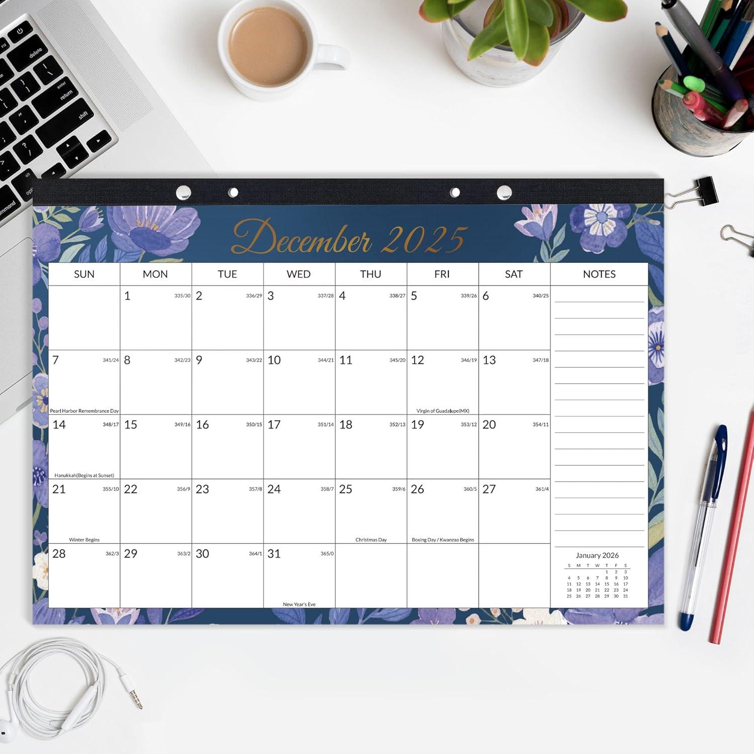 image:imageSUNEE 2026 Desk Calendar 18 Months from Oct 2025 to Mar 2027 17x12 Academic 2026 Calendar for Home School or Office 2026 Monthly Calendar with Note CuteFloral