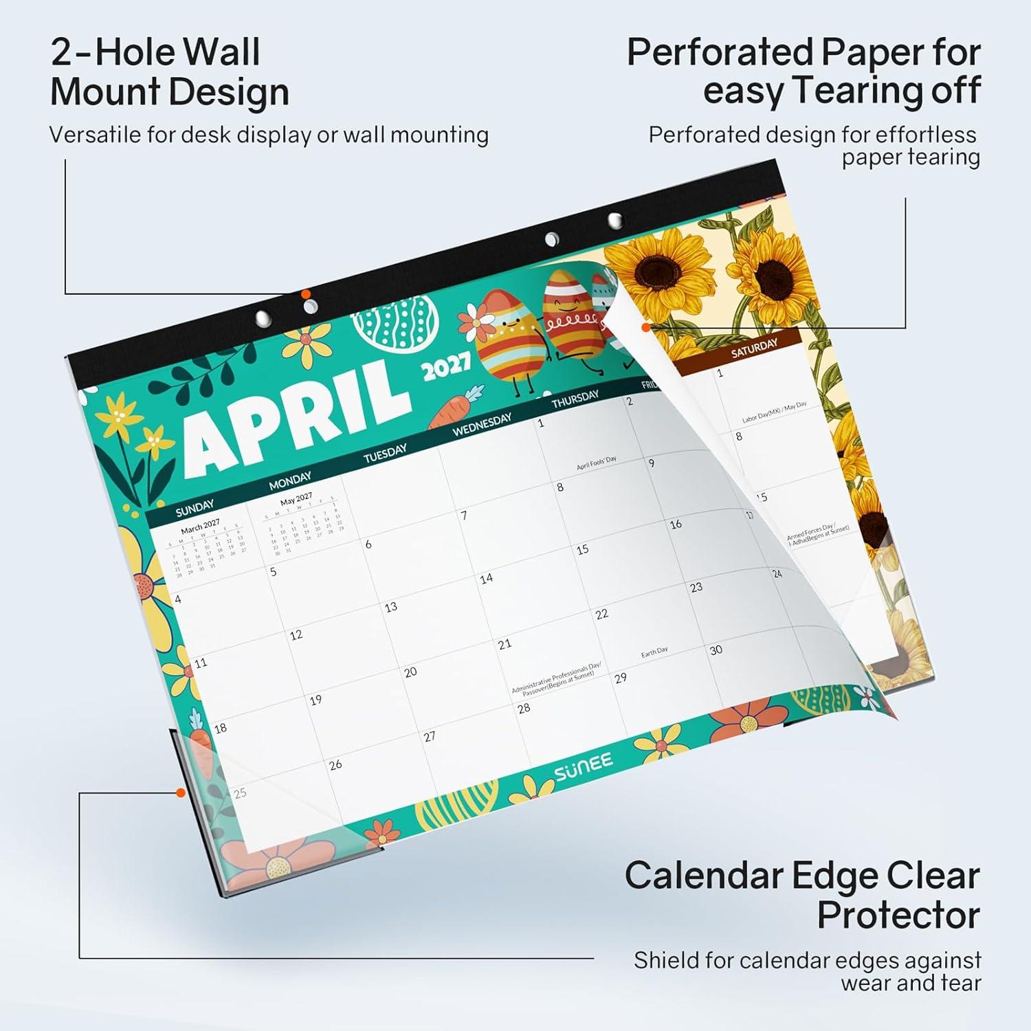 image:imageSUNEE 2026 Desk Calendar 18 Months from Oct 2025 to Mar 2027 17x12 Academic 2026 Calendar for Home School or Office 2026 Monthly Calendar with Note CuteSeasons