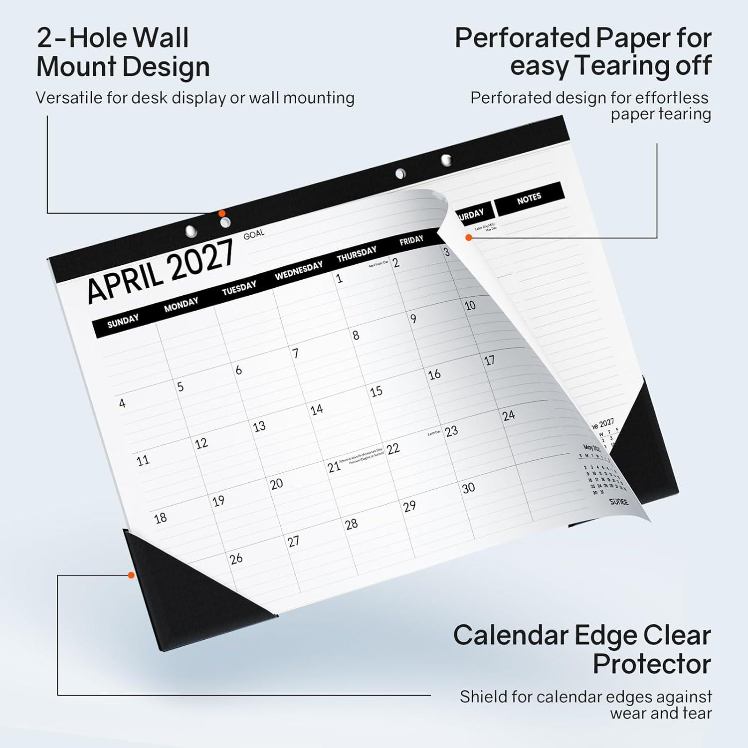 image:imageSUNEE 2026 Desk Calendar 18 Months from Oct 2025 to Mar 2027 17x12 Academic 2026 Calendar for Home School or Office 2026 Monthly Calendar with Note CuteBlack