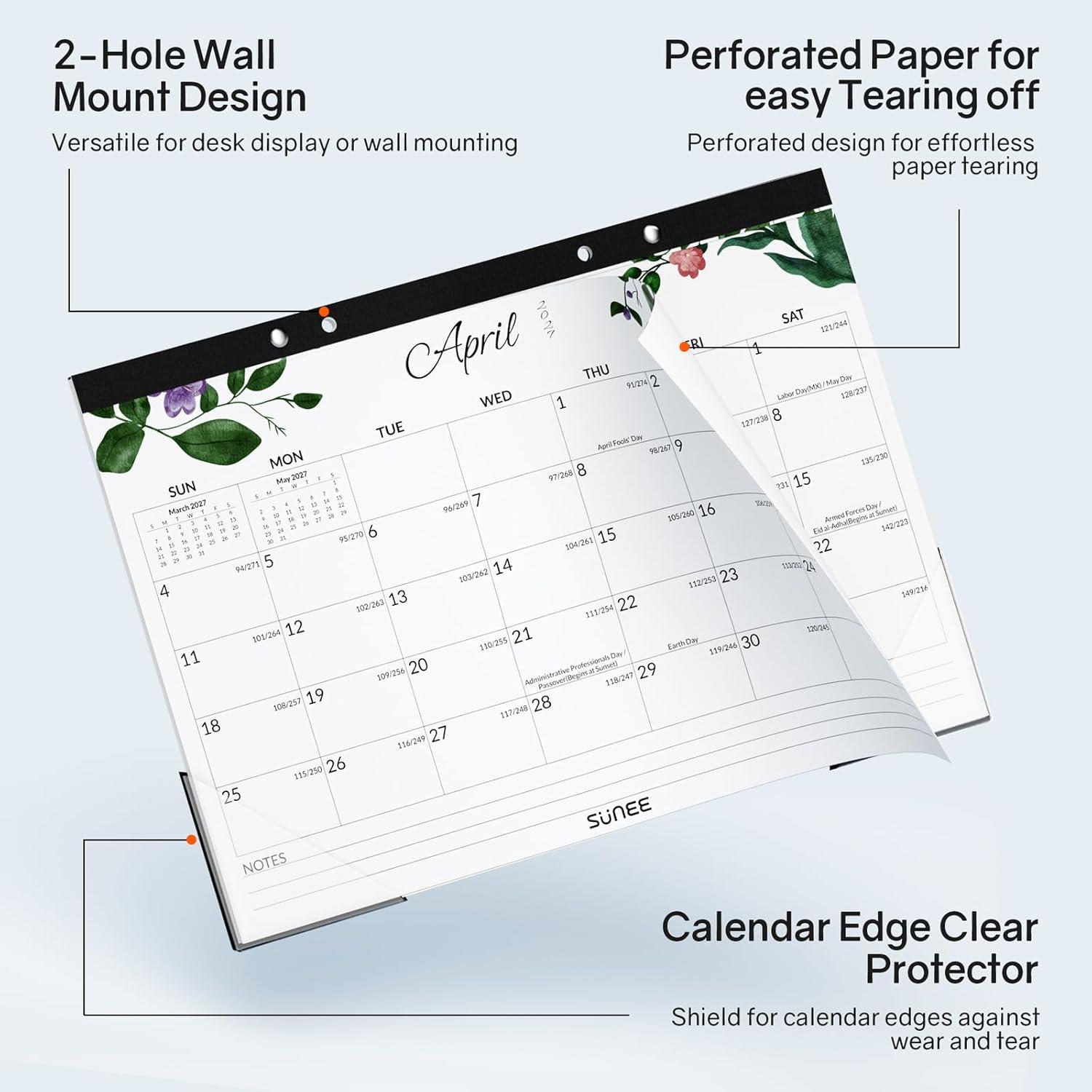 image:imageSUNEE 2026 Desk Calendar 18 Months from Oct 2025 to Mar 2027 17x12 Academic 2026 Calendar for Home School or Office 2026 Monthly Calendar with Note CuteGreenery