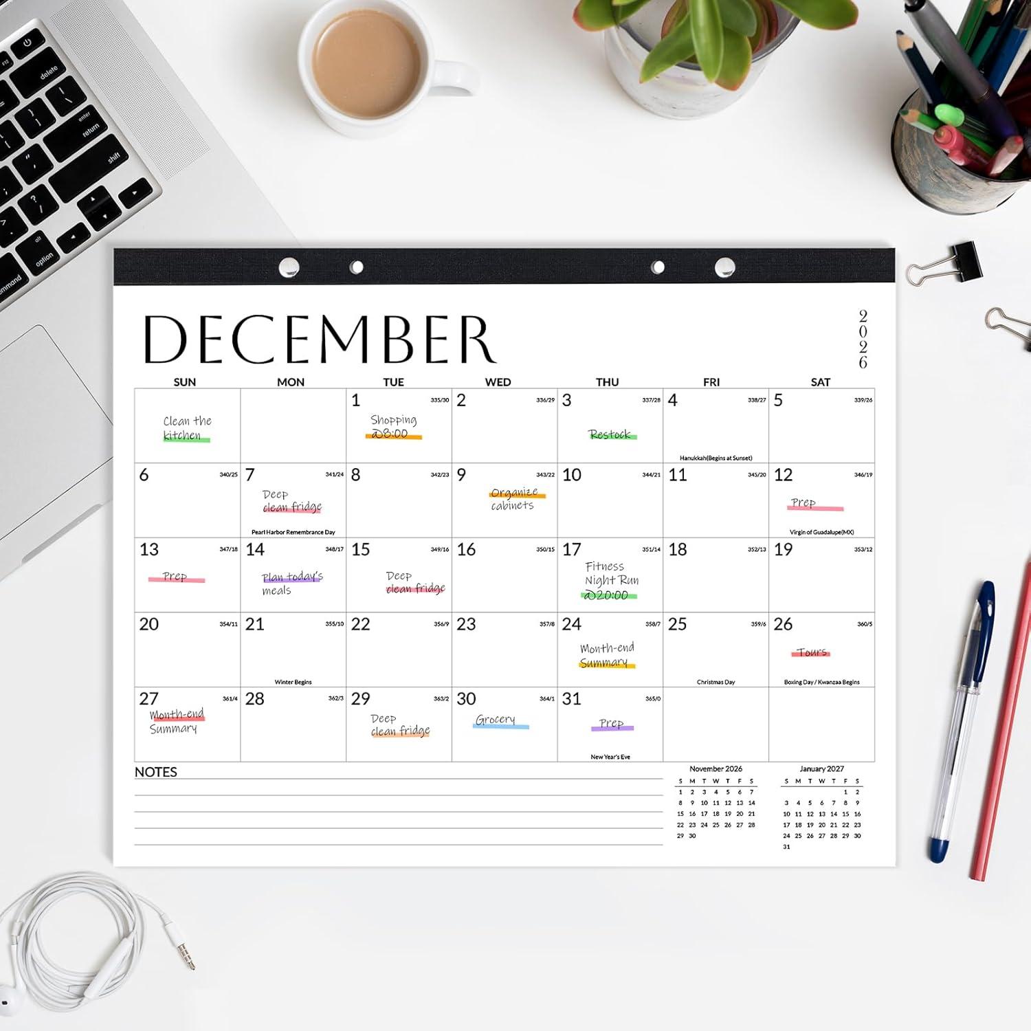 image:imageSUNEE 2026 Desk Calendar 18 Months from Oct 2025 to Mar 2027 17x12 Academic 2026 Calendar for Home School or Office 2026 Monthly Calendar with Note CuteWhite