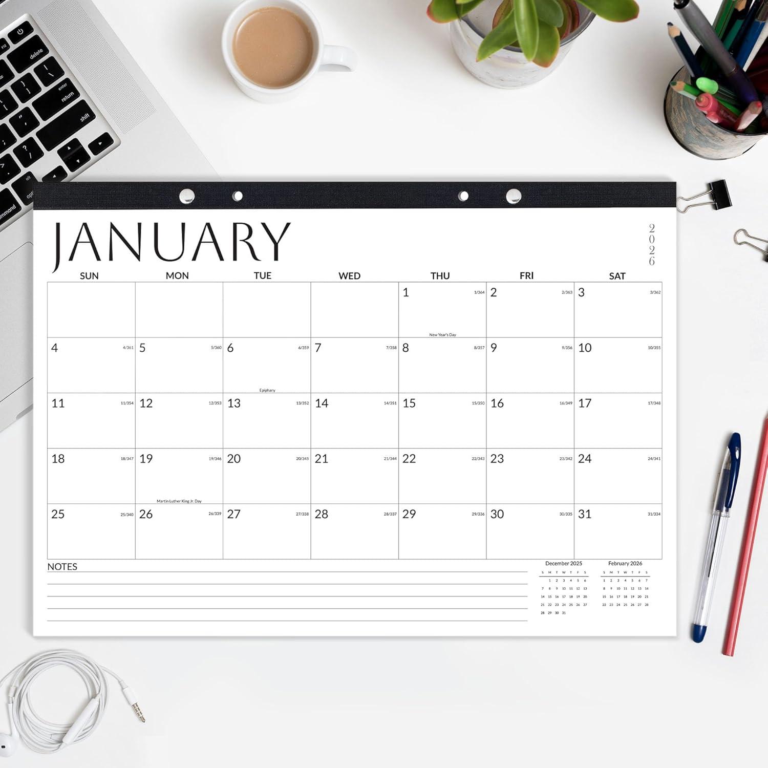 image:imageSUNEE 2026 Desk Calendar 18 Months from Oct 2025 to Mar 2027 17x12 Academic 2026 Calendar for Home School or Office 2026 Monthly Calendar with Note CuteWhite