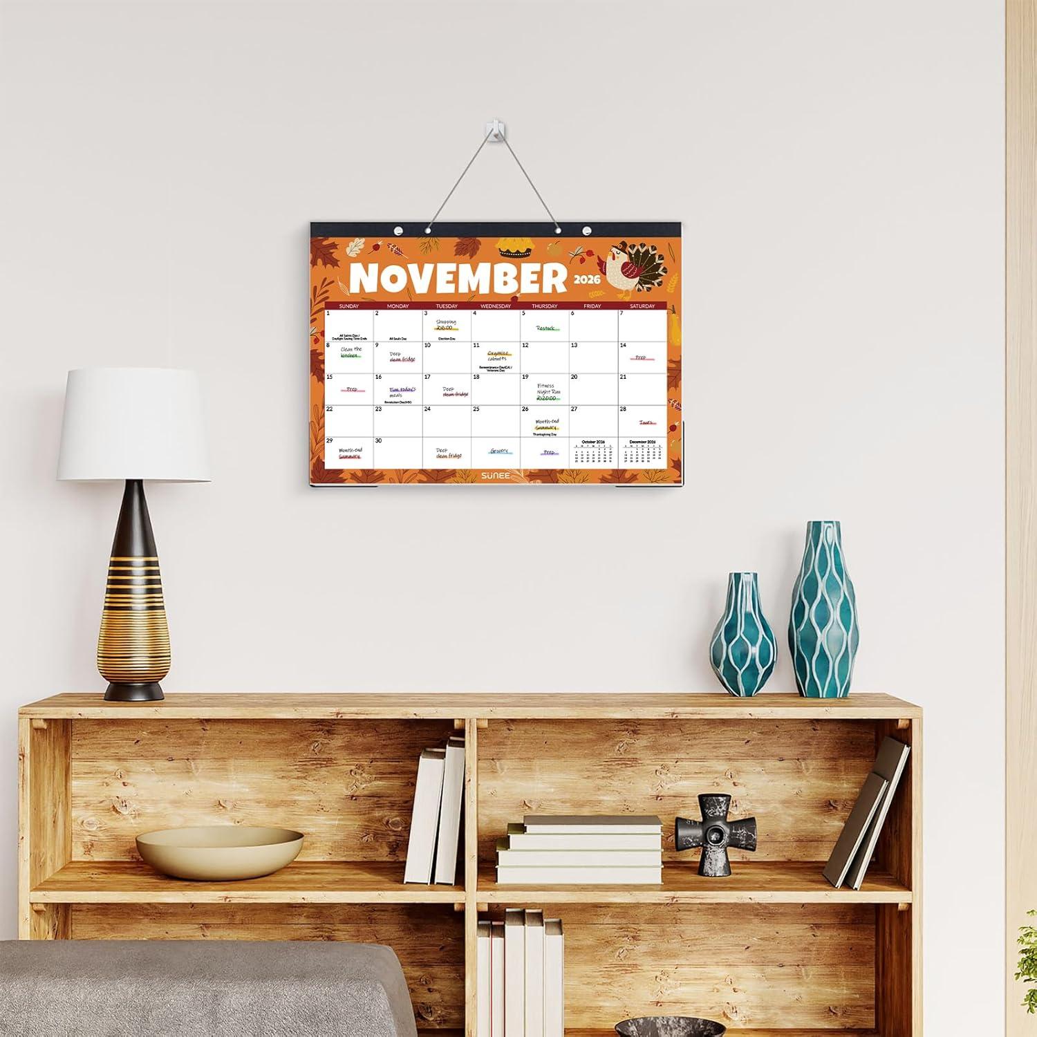 image:imageSUNEE 2026 Desk Calendar 18 Months from Oct 2025 to Mar 2027 17x12 Academic 2026 Calendar for Home School or Office 2026 Monthly Calendar with Note CuteSeasons