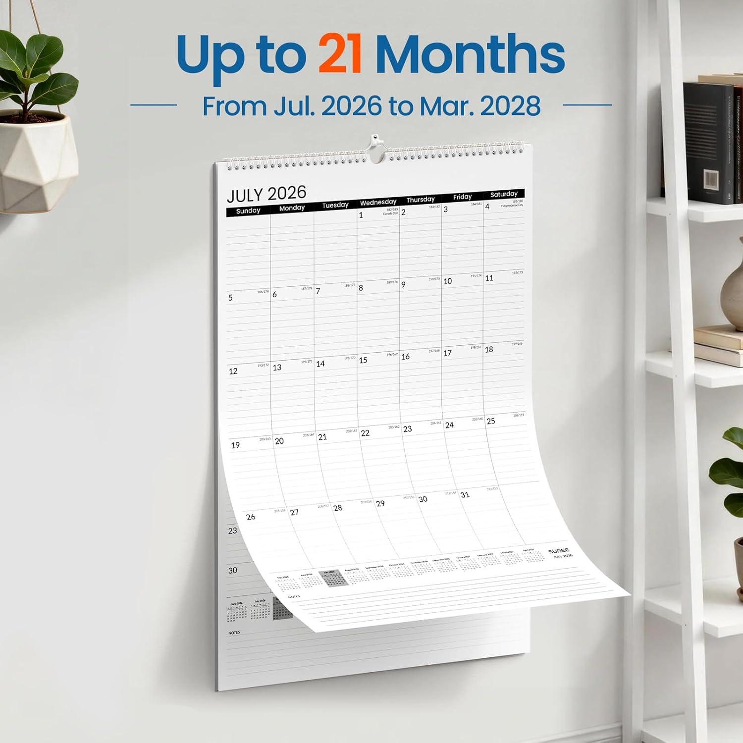 image:imageSUNEE 2026 Wall Calendar Extra Large 17x27 21 Month Calendar Ends June 2027 Vertical Large Monthly Calendar 20262027 for Wall Seasons ColorBlack