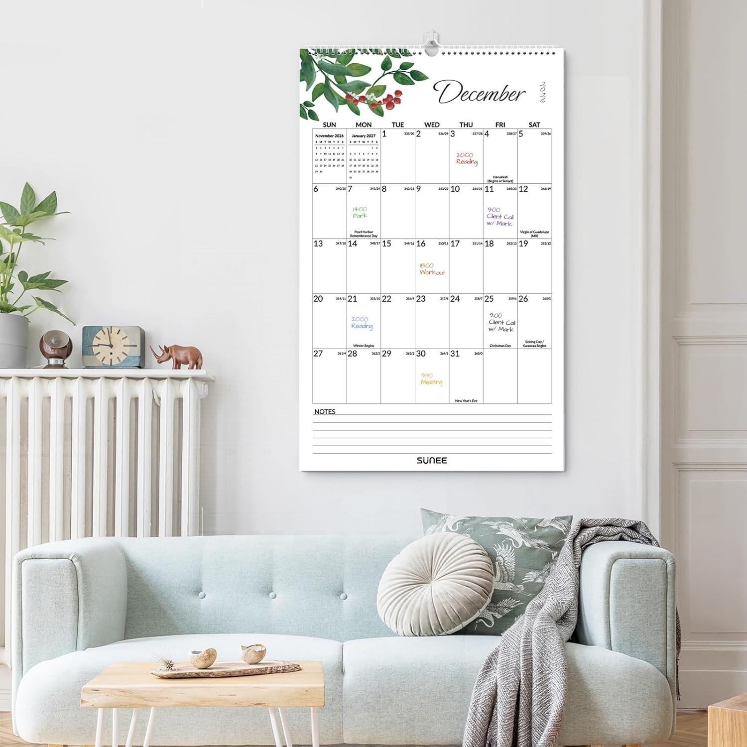 image:imageSUNEE 2026 Wall Calendar Extra Large 17x27 21 Month Calendar Ends June 2027 Vertical Large Monthly Calendar 20262027 for Wall Seasons ColorGreenery