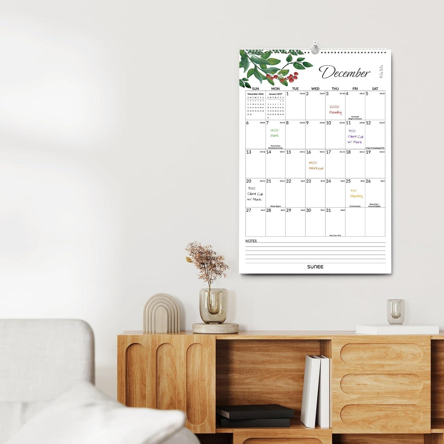 image:imageSUNEE 2026 Wall Calendar Extra Large 17x27 21 Month Calendar Ends June 2027 Vertical Large Monthly Calendar 20262027 for Wall Seasons ColorGreenery